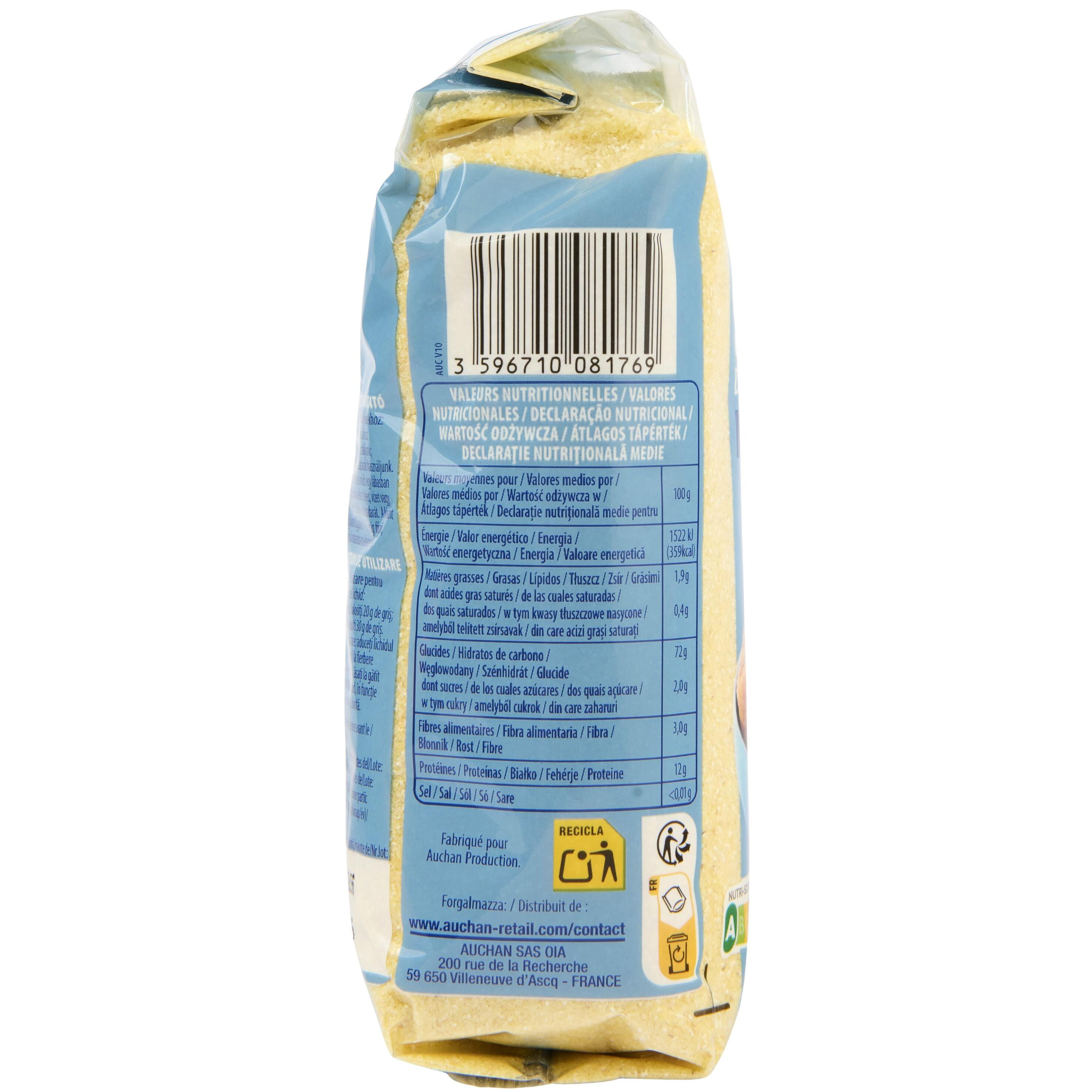 Voir la diapositive 3 : AUCHAN Semoule de blé dur moyenne 500g