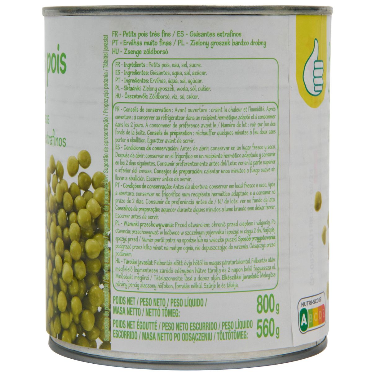 POUCE Petits pois à l'étuvée très fins 560g