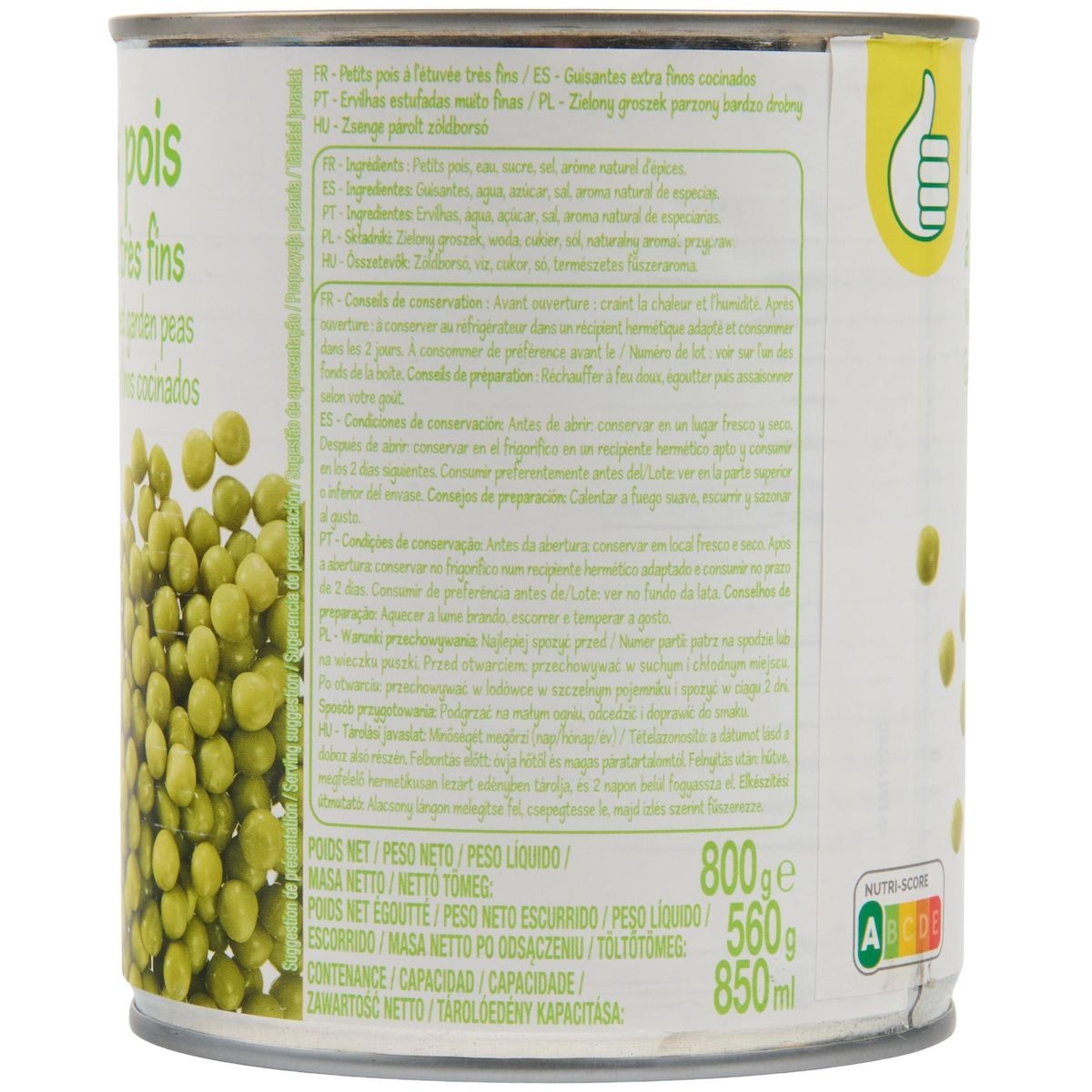 POUCE Petits pois à l'étuvée très fins 560g