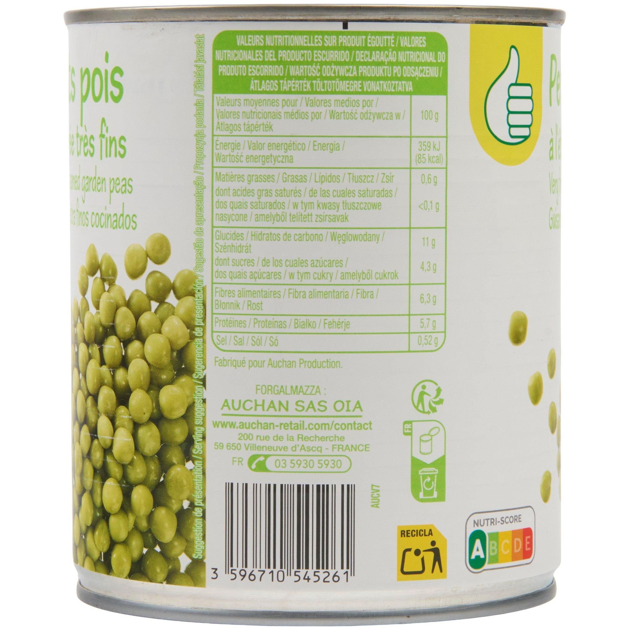 Voir la diapositive 3 : POUCE Petits pois à l'étuvée très fins 560g