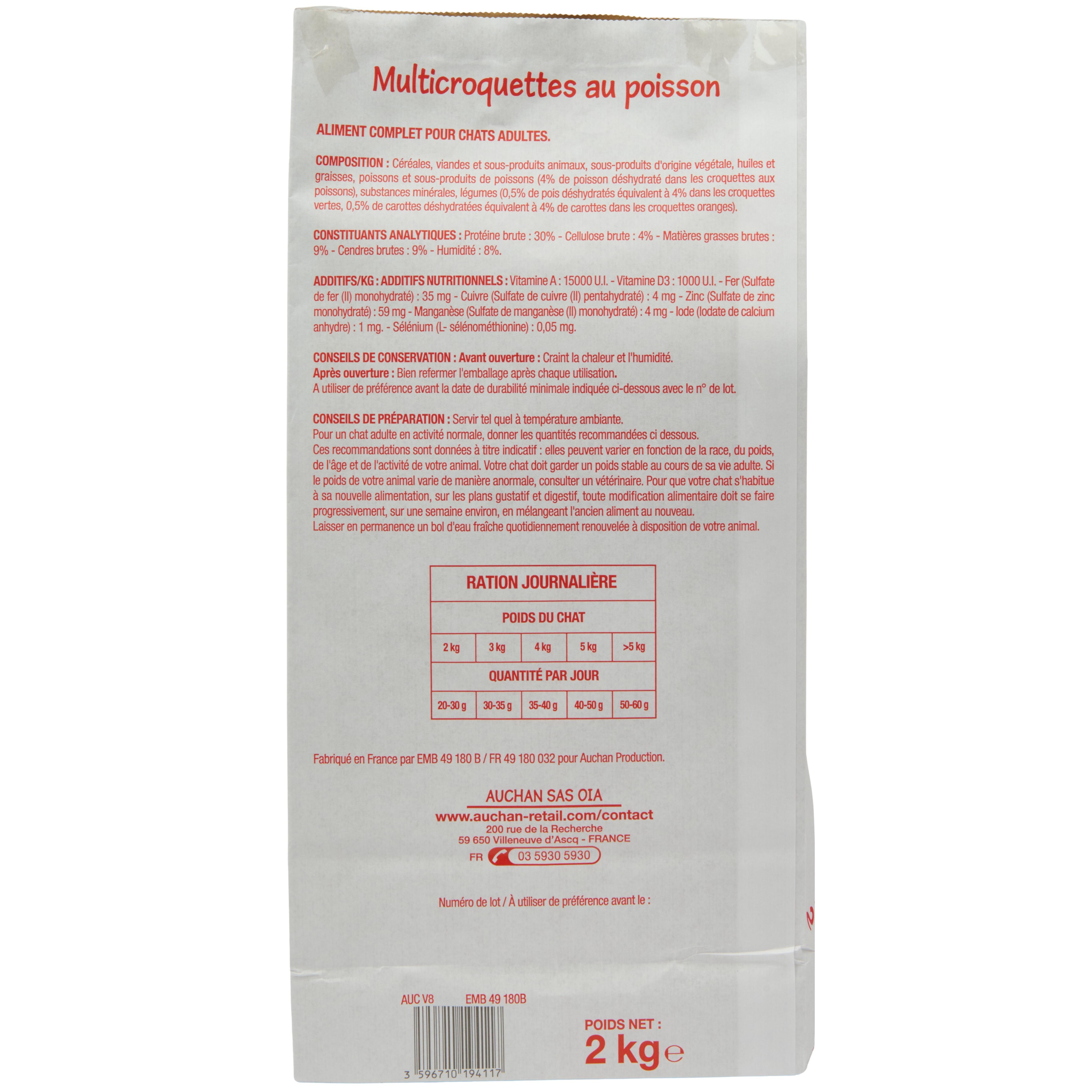 Voir la diapositive 2 : POUCE Multi-croquettes au poisson pour chat 2kg