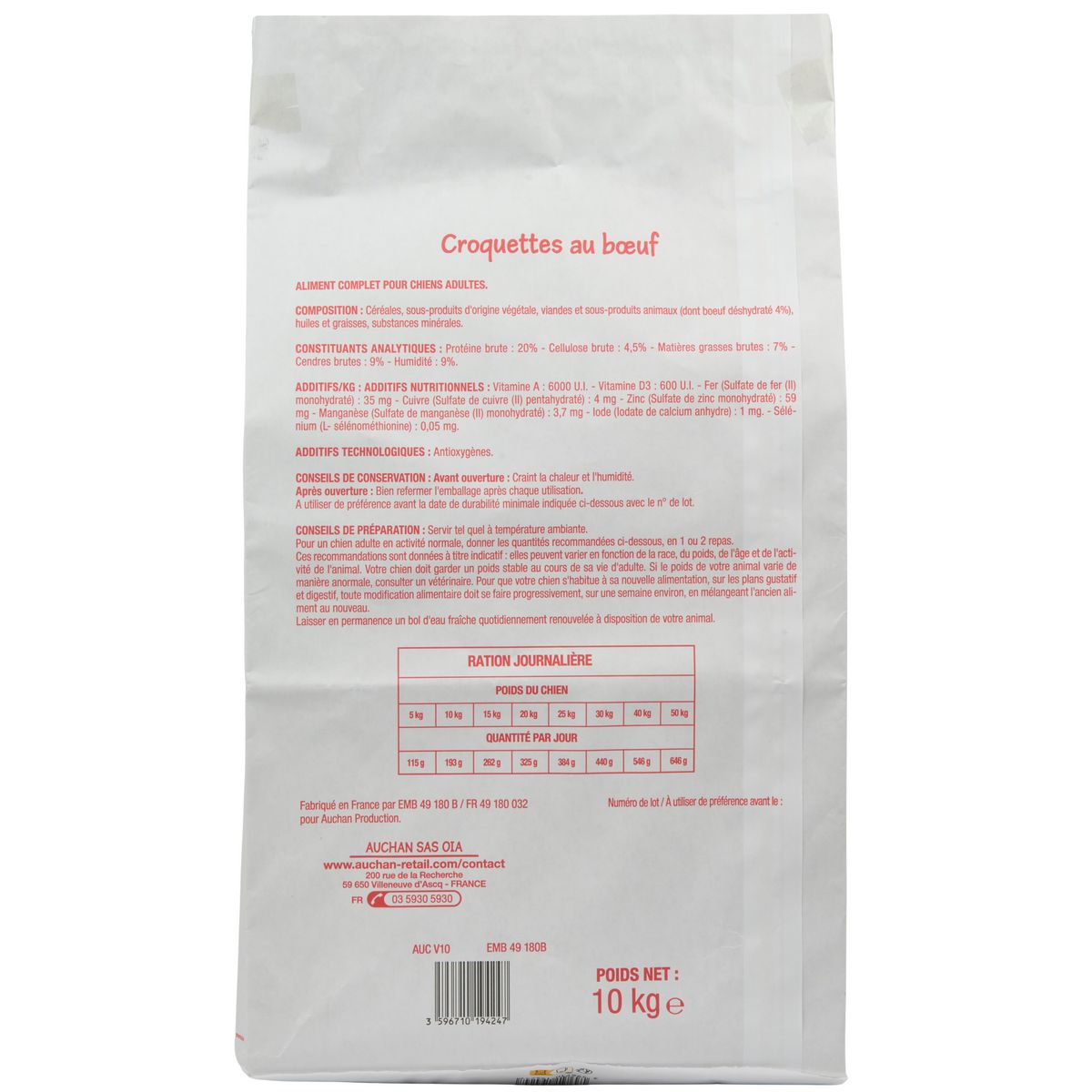 POUCE Croquettes au boeuf pour chien 10kg