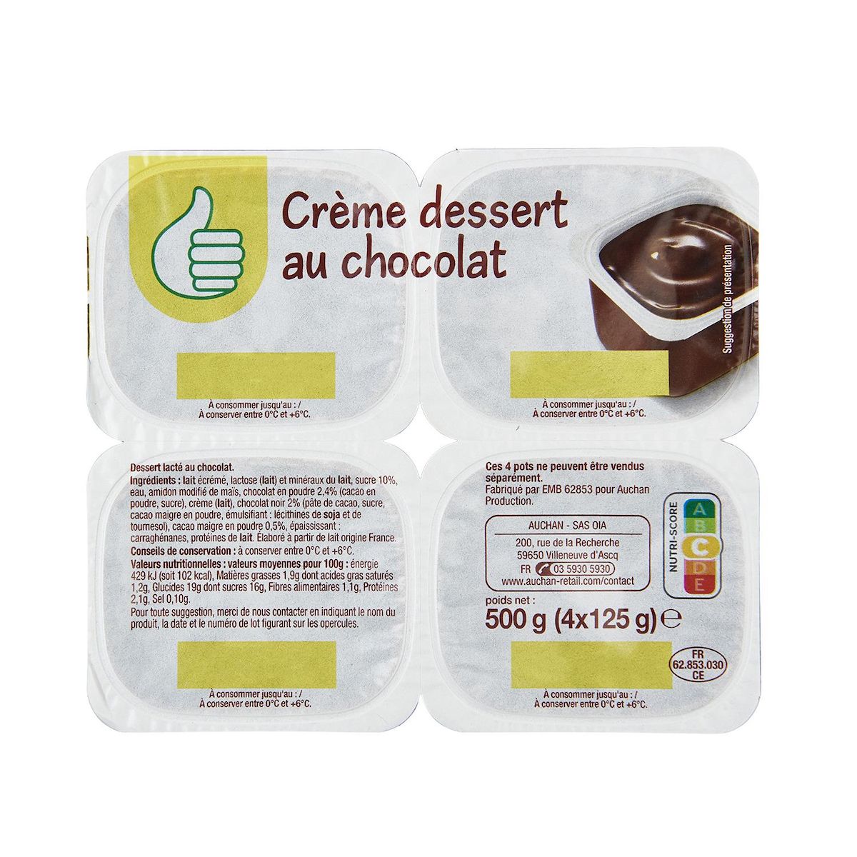 POUCE Crème dessert au chocolat 4x125g