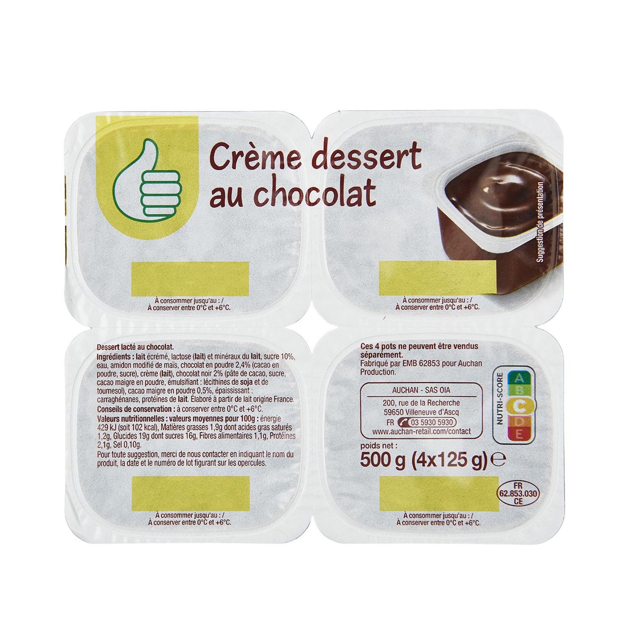Voir la diapositive 3 : POUCE Crème dessert au chocolat 4x125g