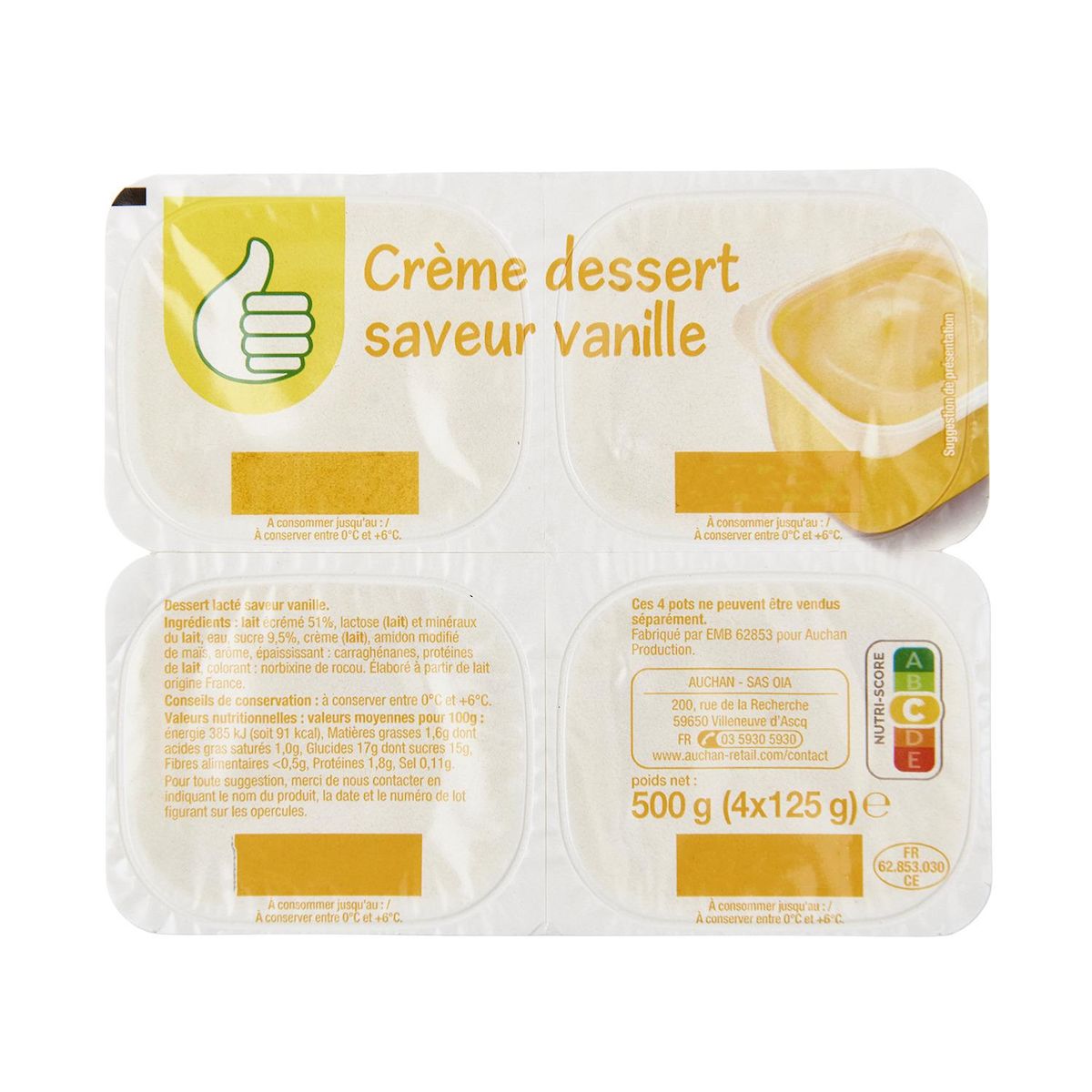 POUCE Crème dessert saveur vanille 4x125g