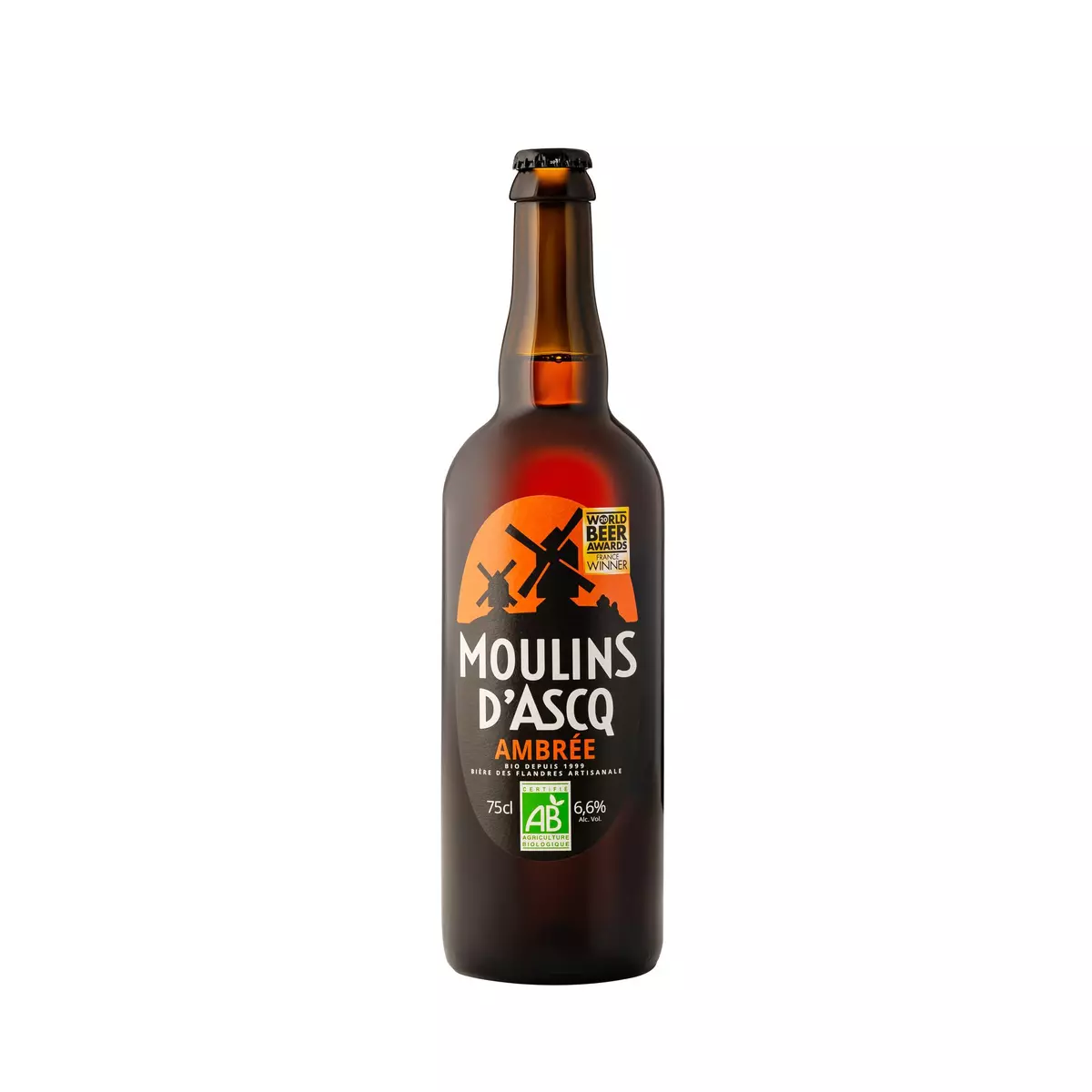 MOULINS D'ASCQ Bière ambrée artisanale des Flandres bio 6,6% 75cl