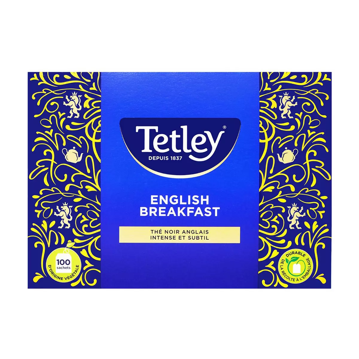 TETLEY Thé noir English Breakfast intense et subtil 100 sachets 200g