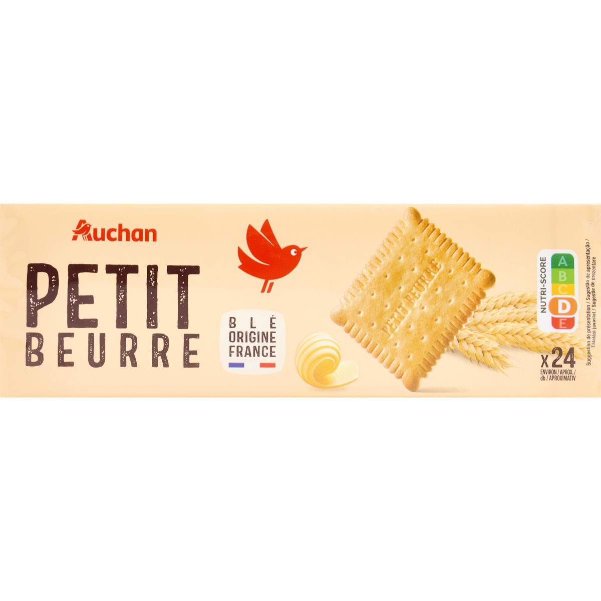 AUCHAN Biscuits petit beurre riches en blé 24 biscuits 200g