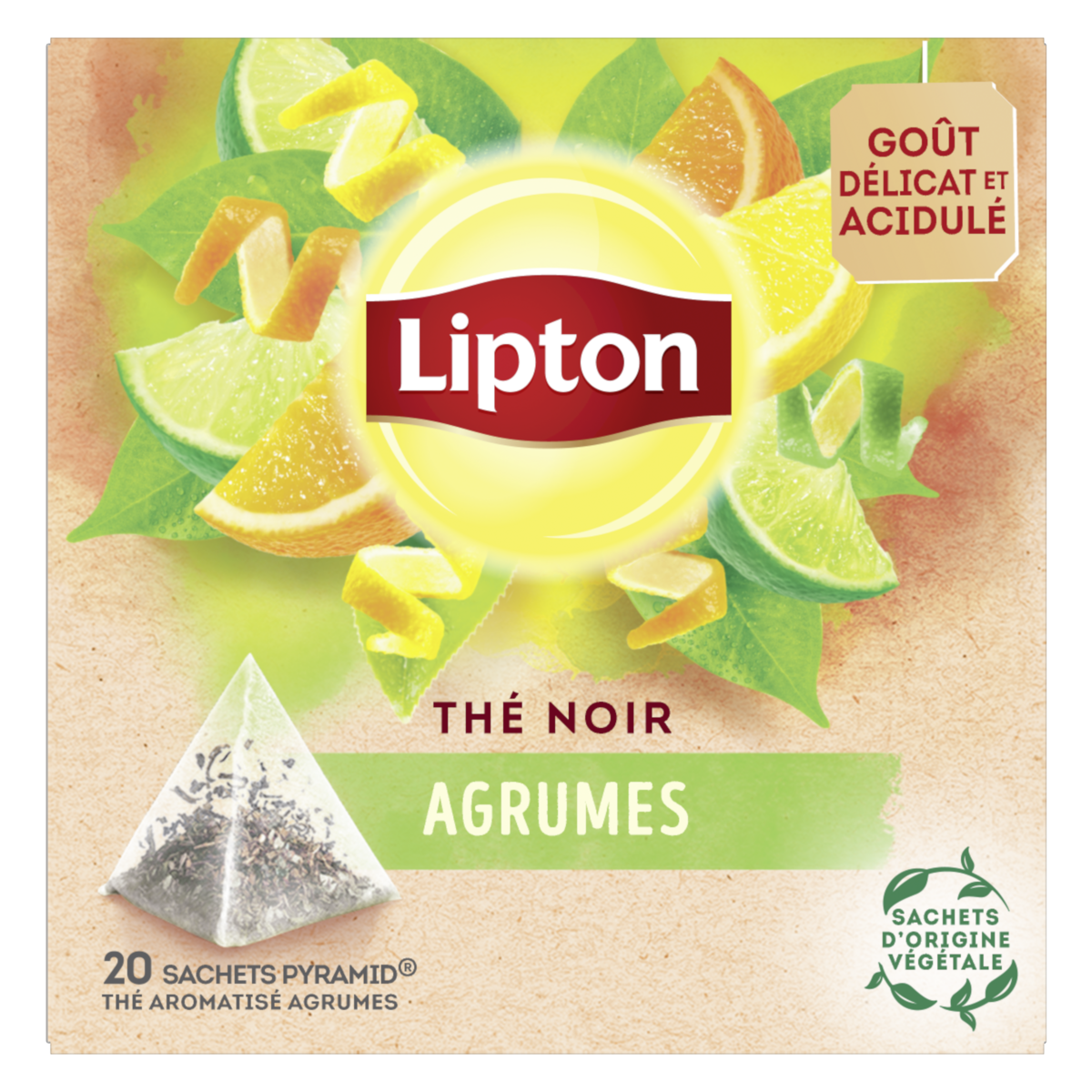 LIPTON Thé noir agrumes 20 sachets 36g