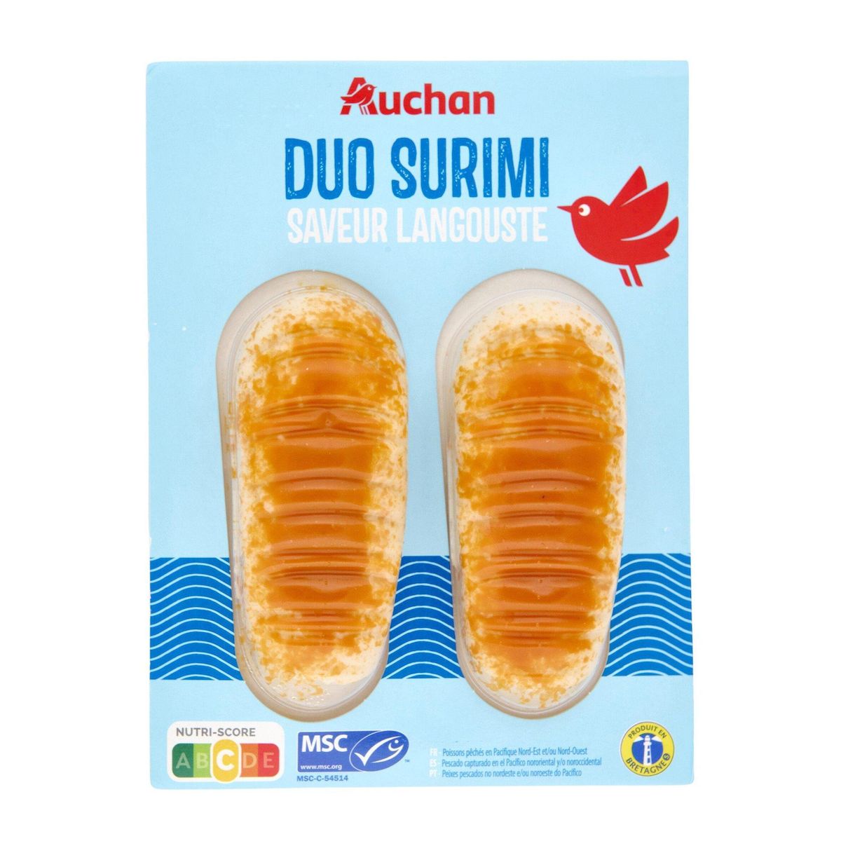 AUCHAN Délice surimi saveur langoustine MSC 2 pièces 150g