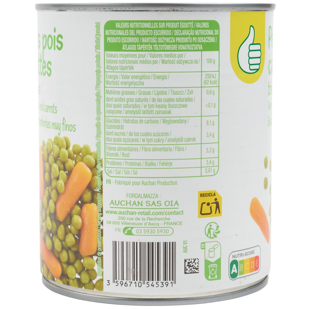 POUCE Petits pois et jeunes carottes à l'étuvée 530g