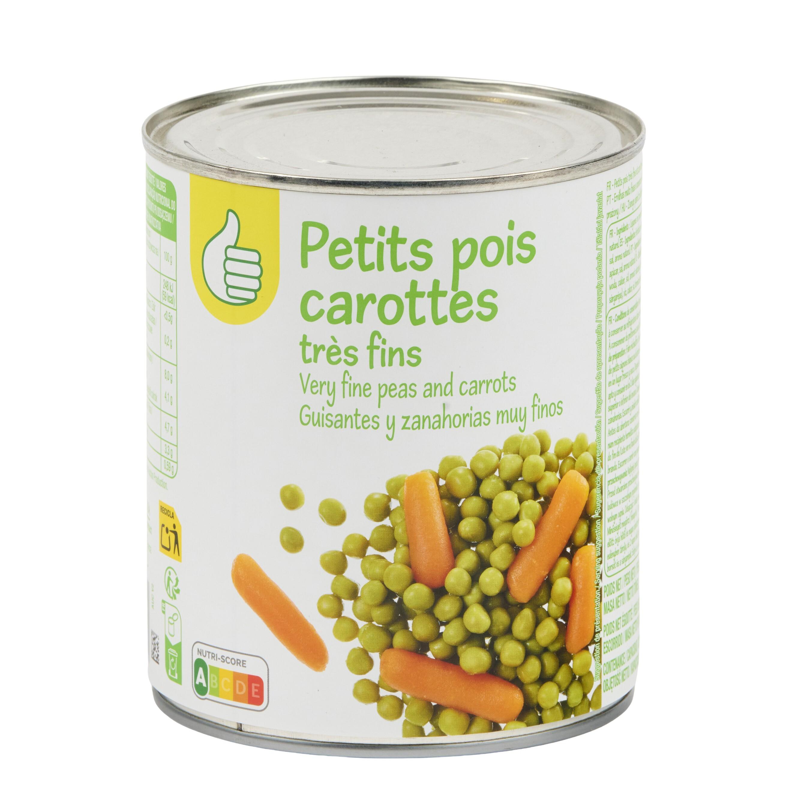Voir la diapositive 6 : POUCE Petits pois et jeunes carottes à l'étuvée 530g