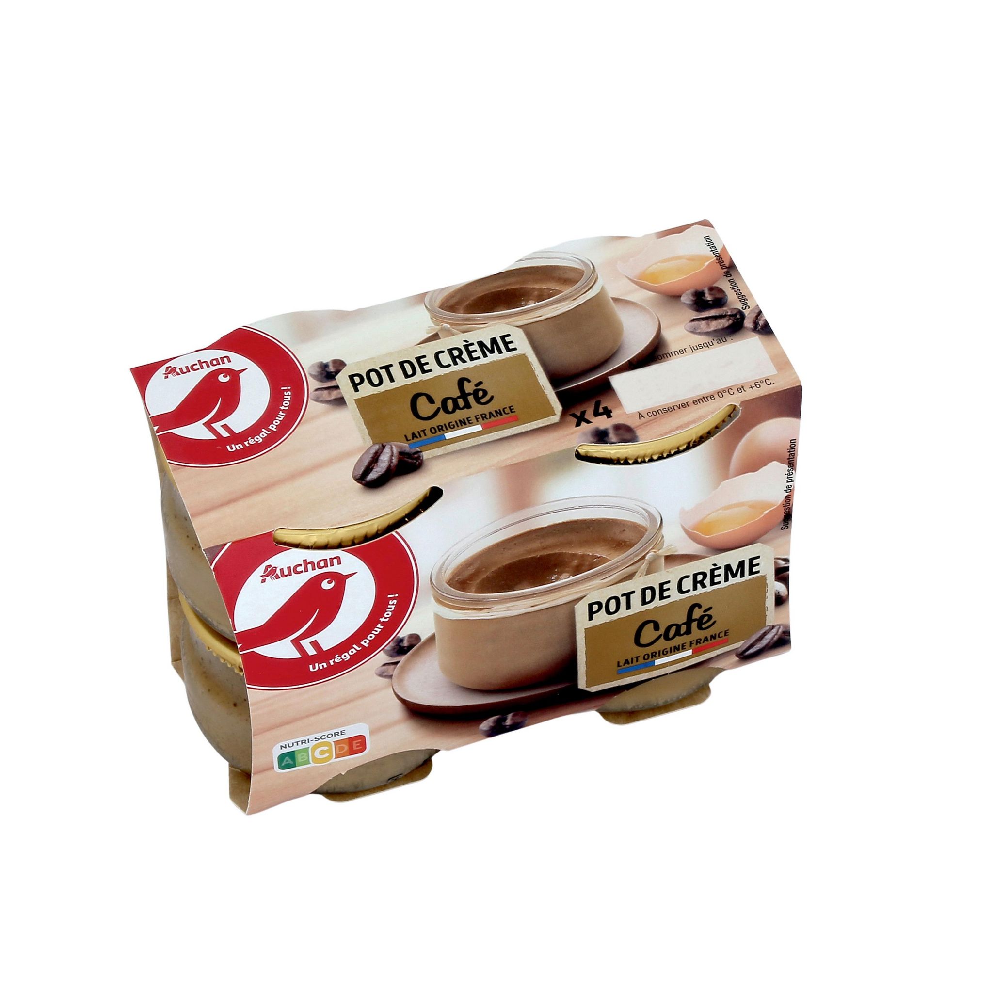 Voir la diapositive 2 : AUCHAN Petit pot de crème au café 4x100g