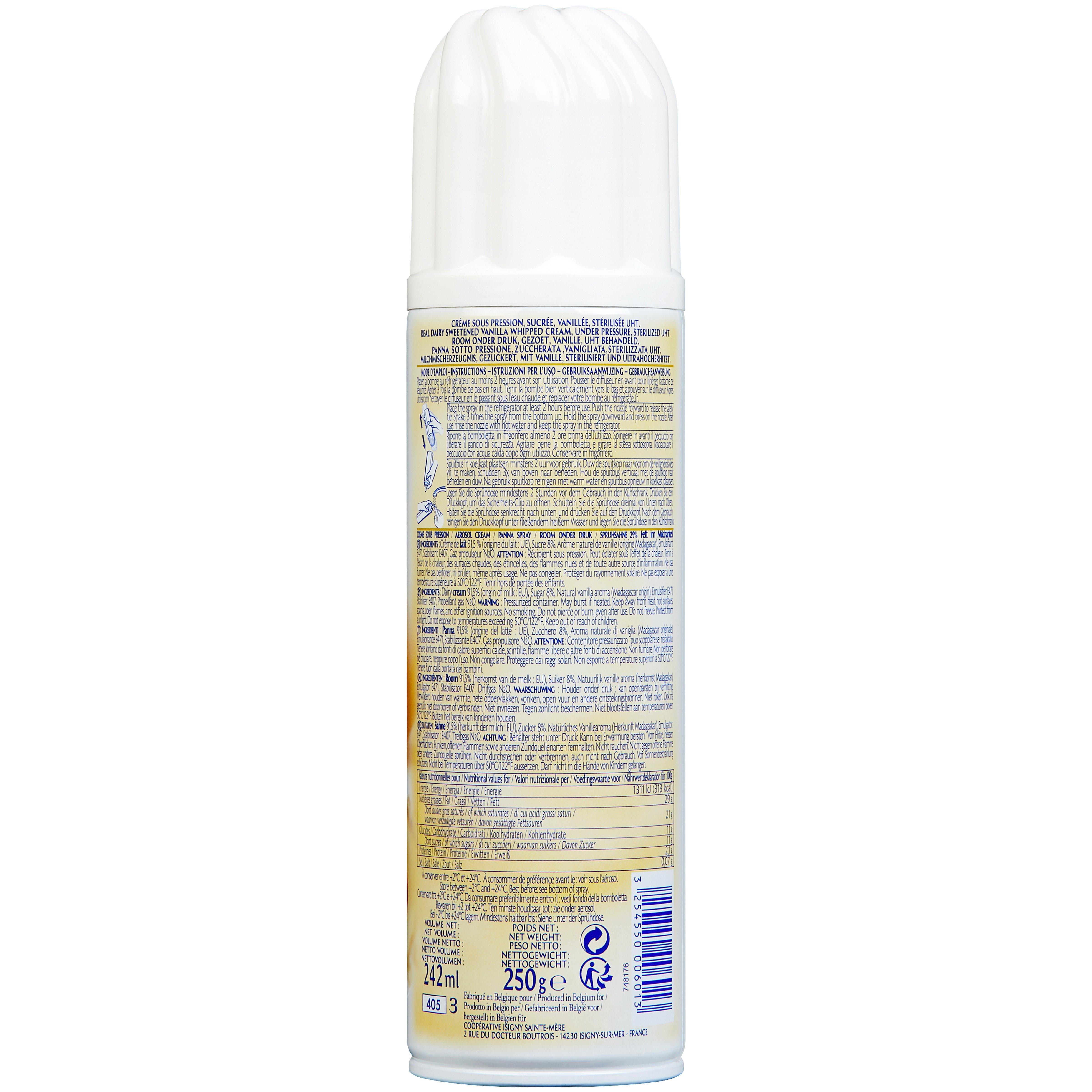 Voir la diapositive 2 : ISIGNY STE MERE Crème fouettée à la vanille de Madagascar UHT en bombe 250g
