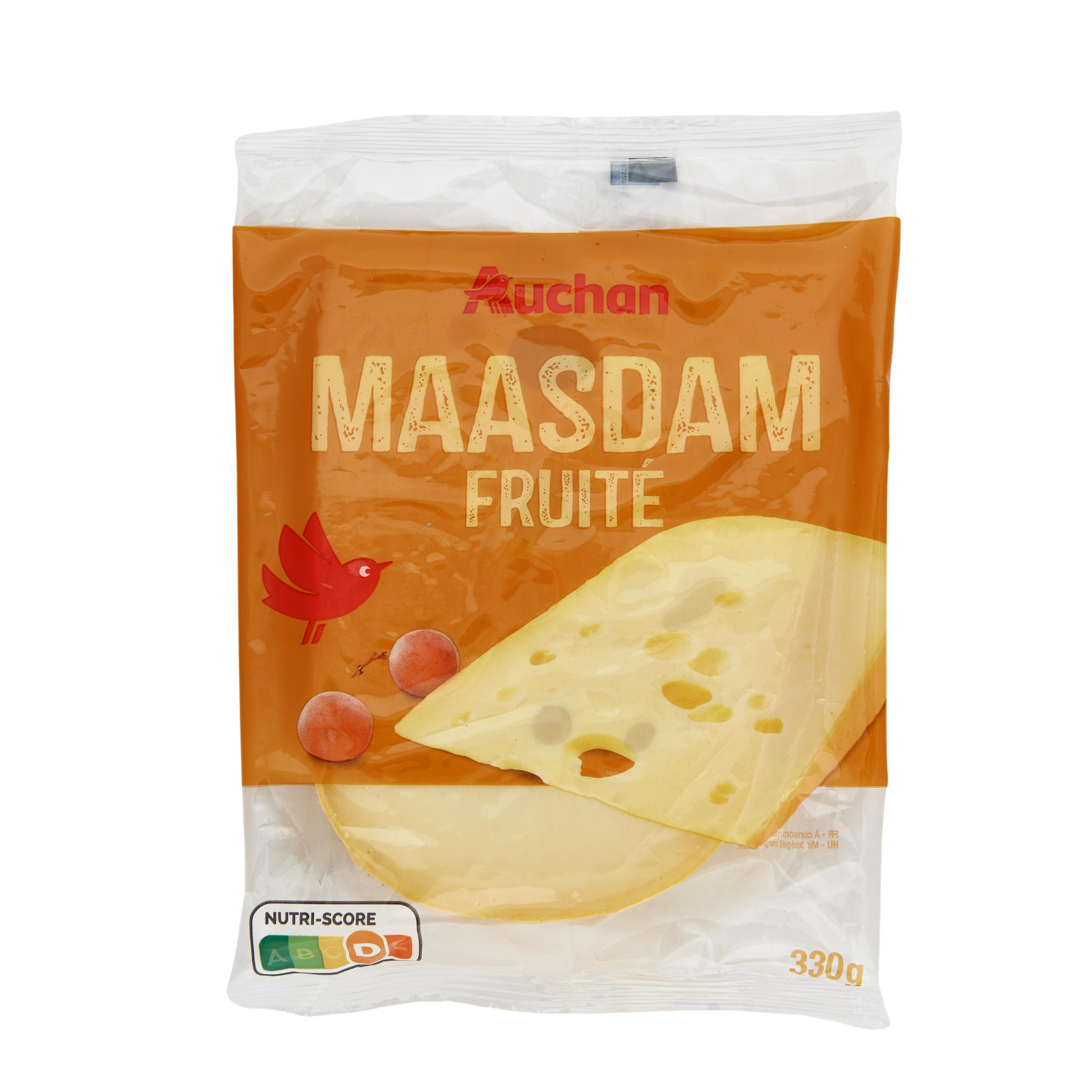 Voir la diapositive 2 : AUCHAN Maasdam Hollandais tendre et fruité 330g