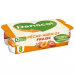 DANACOL Yaourt pêche-abricot et fraise 8x125g