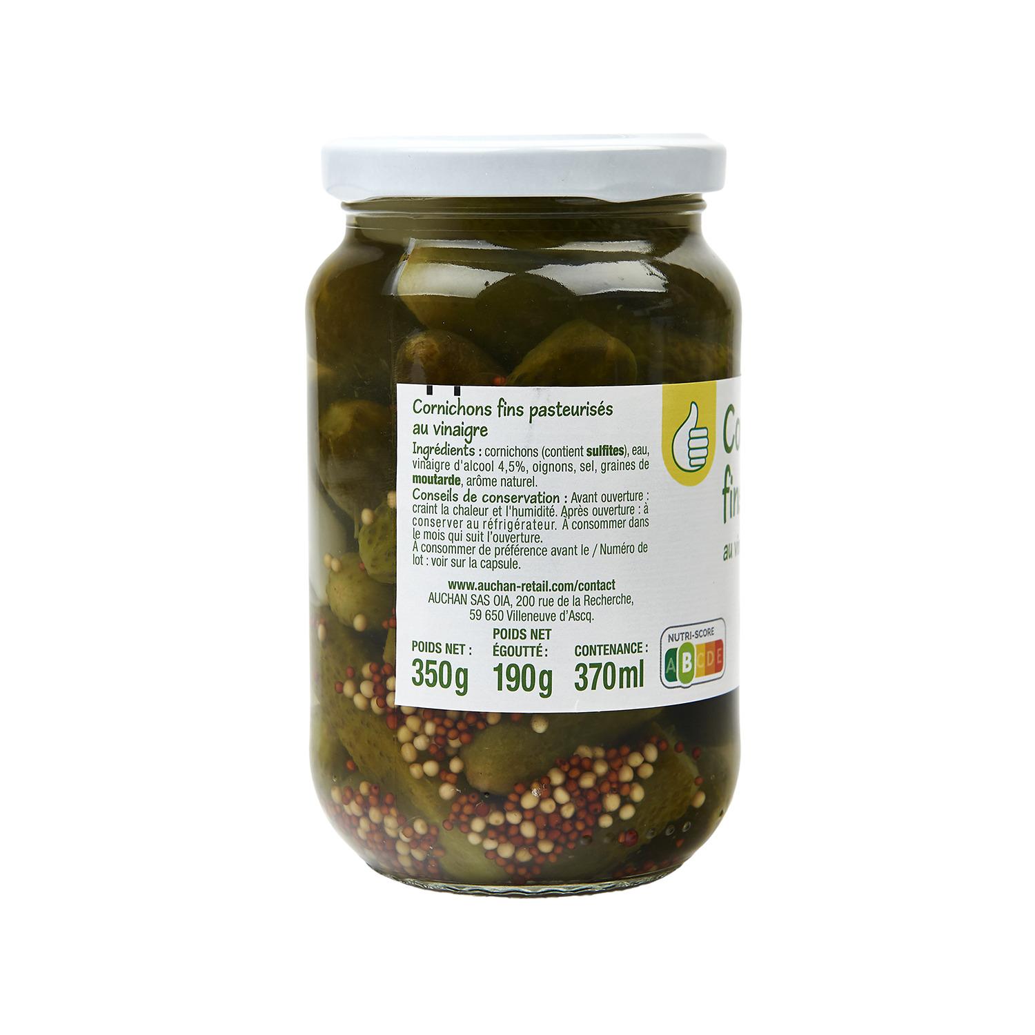 Voir la diapositive 3 : POUCE Cornichons fins au vinaigre 190g