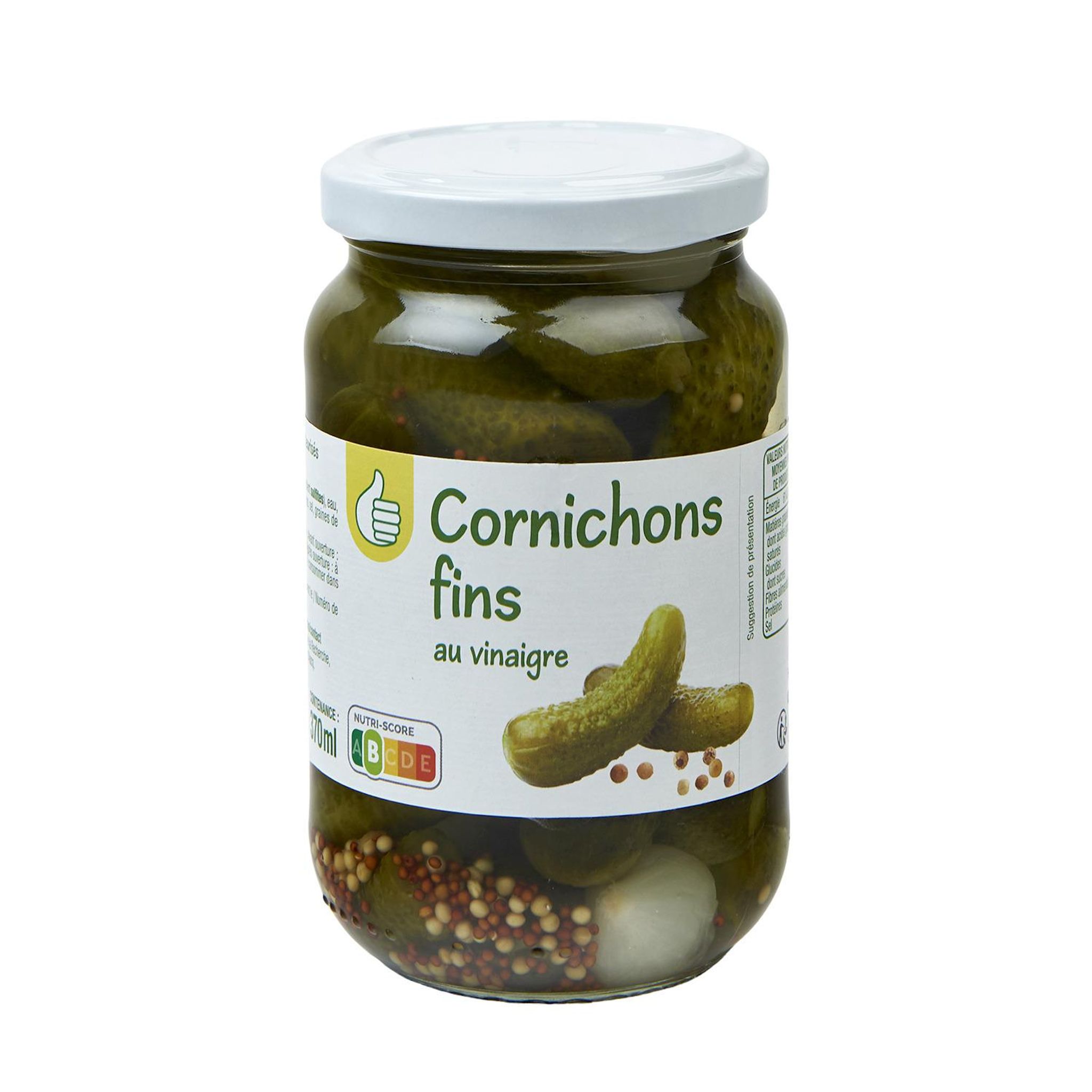 Voir la diapositive 3 : POUCE Cornichons fins au vinaigre 190g