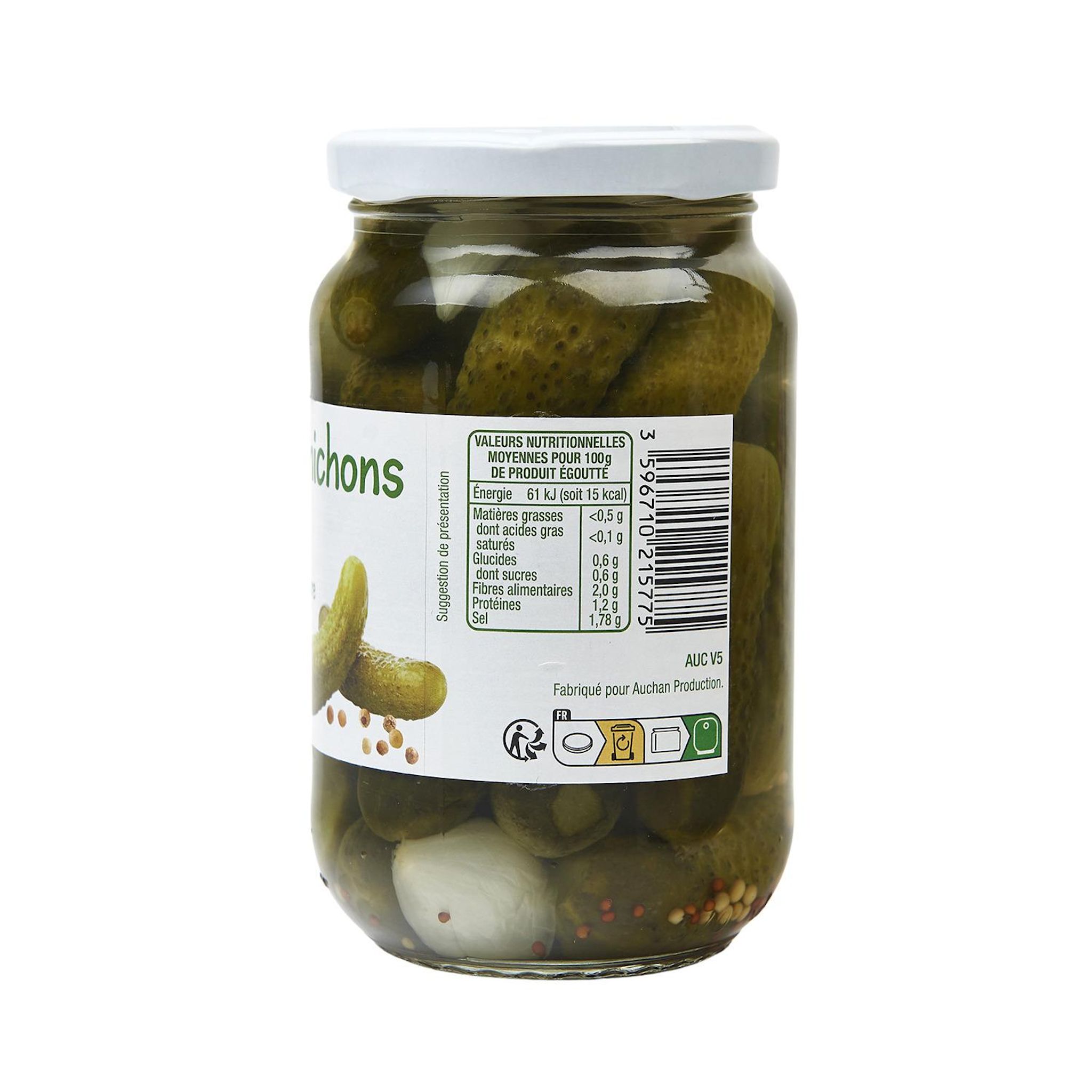 Voir la diapositive 5 : POUCE Cornichons fins au vinaigre 190g