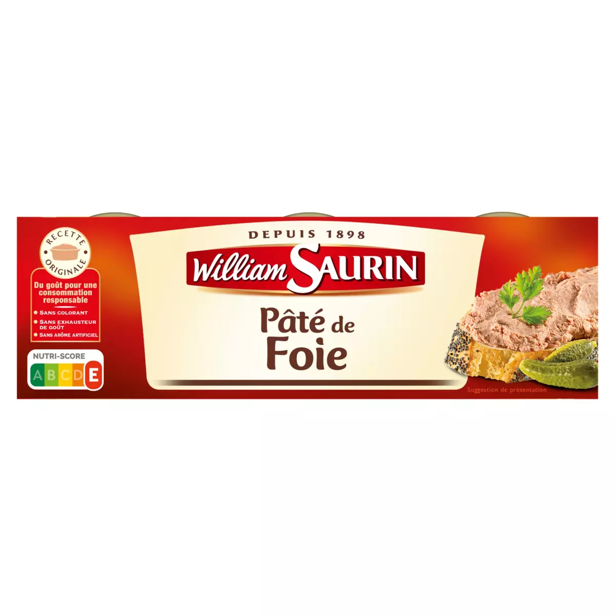 WILLIAM SAURIN Pâté de foie 3x78g