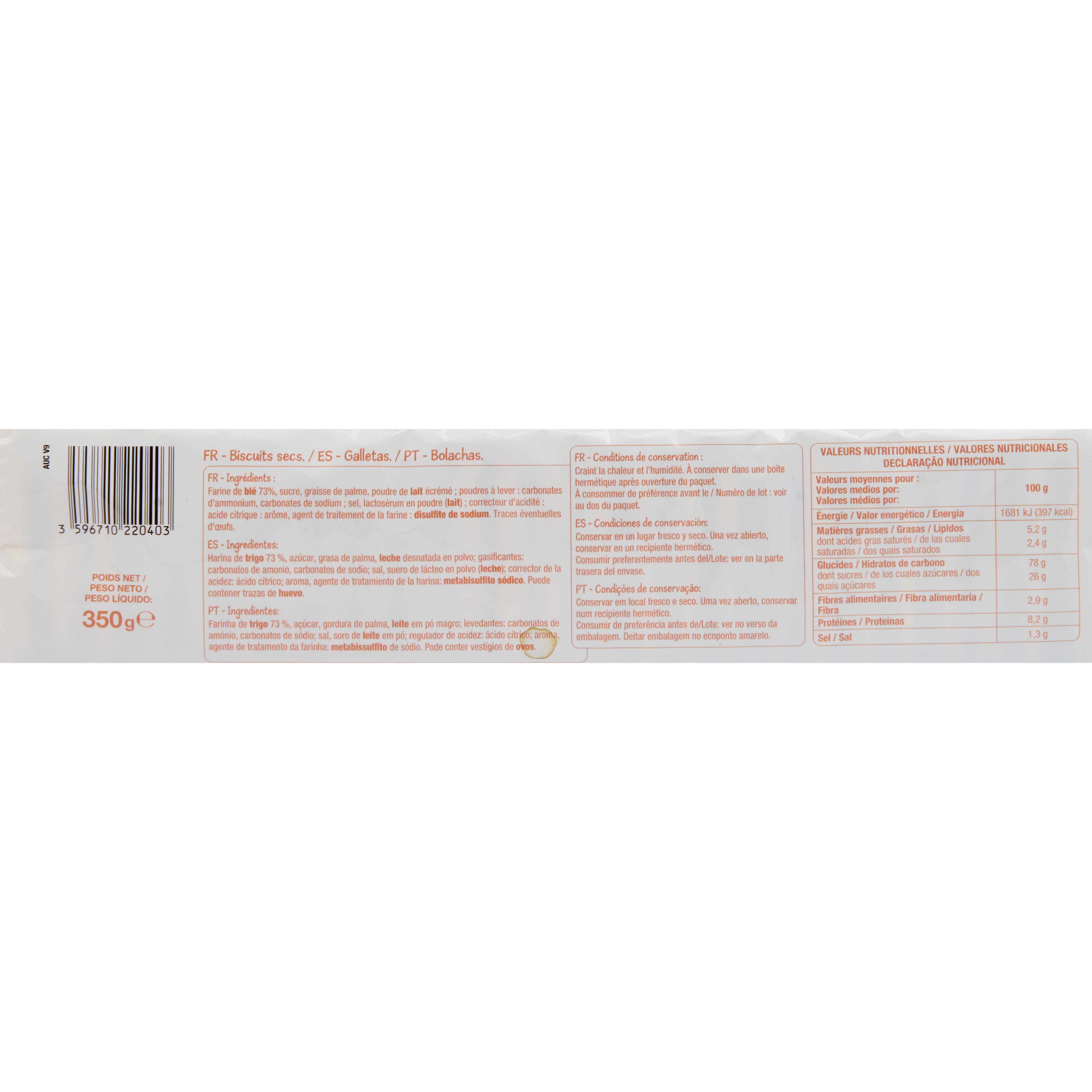 Voir la diapositive 2 : POUCE Biscuits petit-déjeuner 25 biscuits 350g