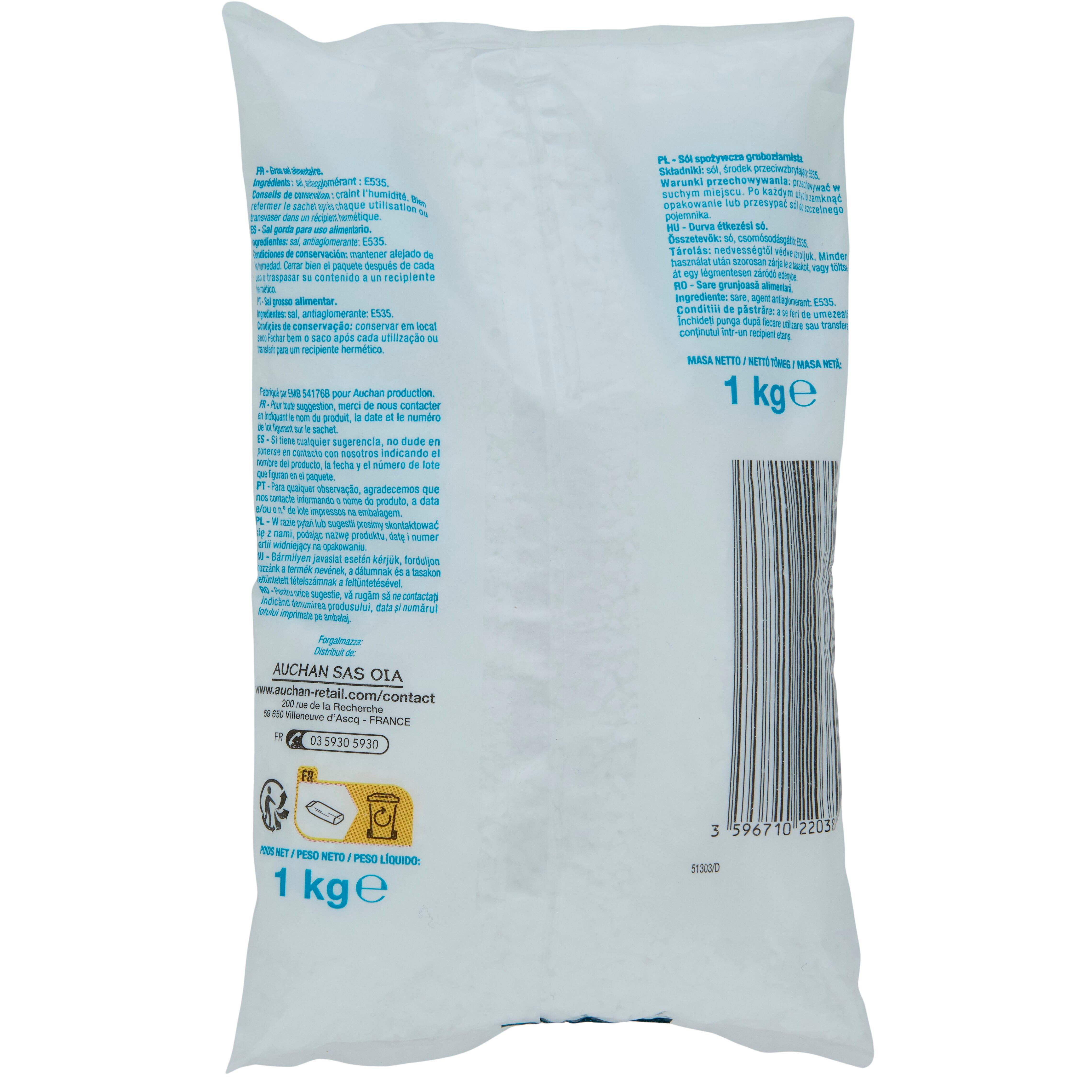 Voir la diapositive 3 : POUCE Gros sel de cuisine 1kg