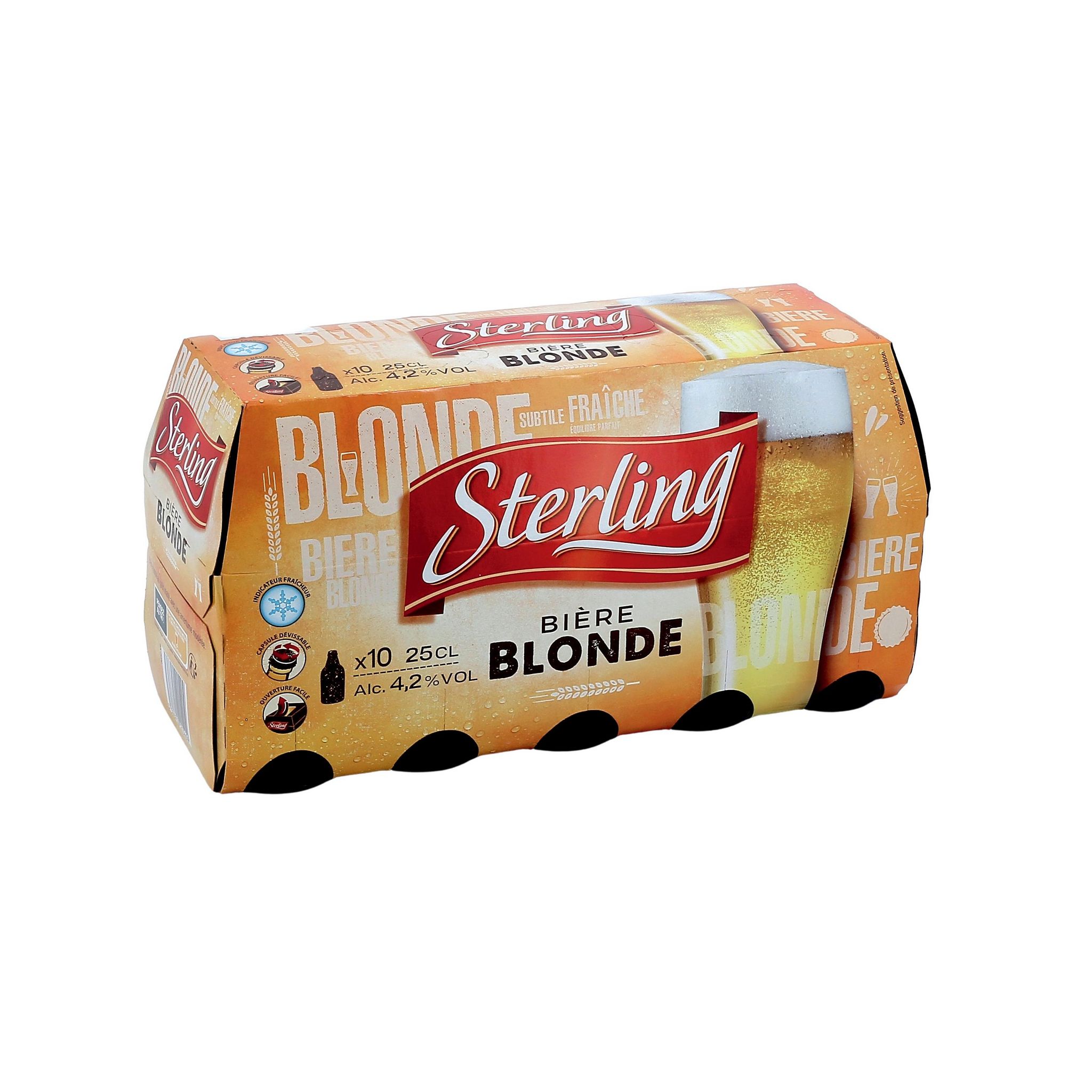 Voir la diapositive 2 : STERLING Bière blonde 4,5% pack bouteilles 10x25cl
