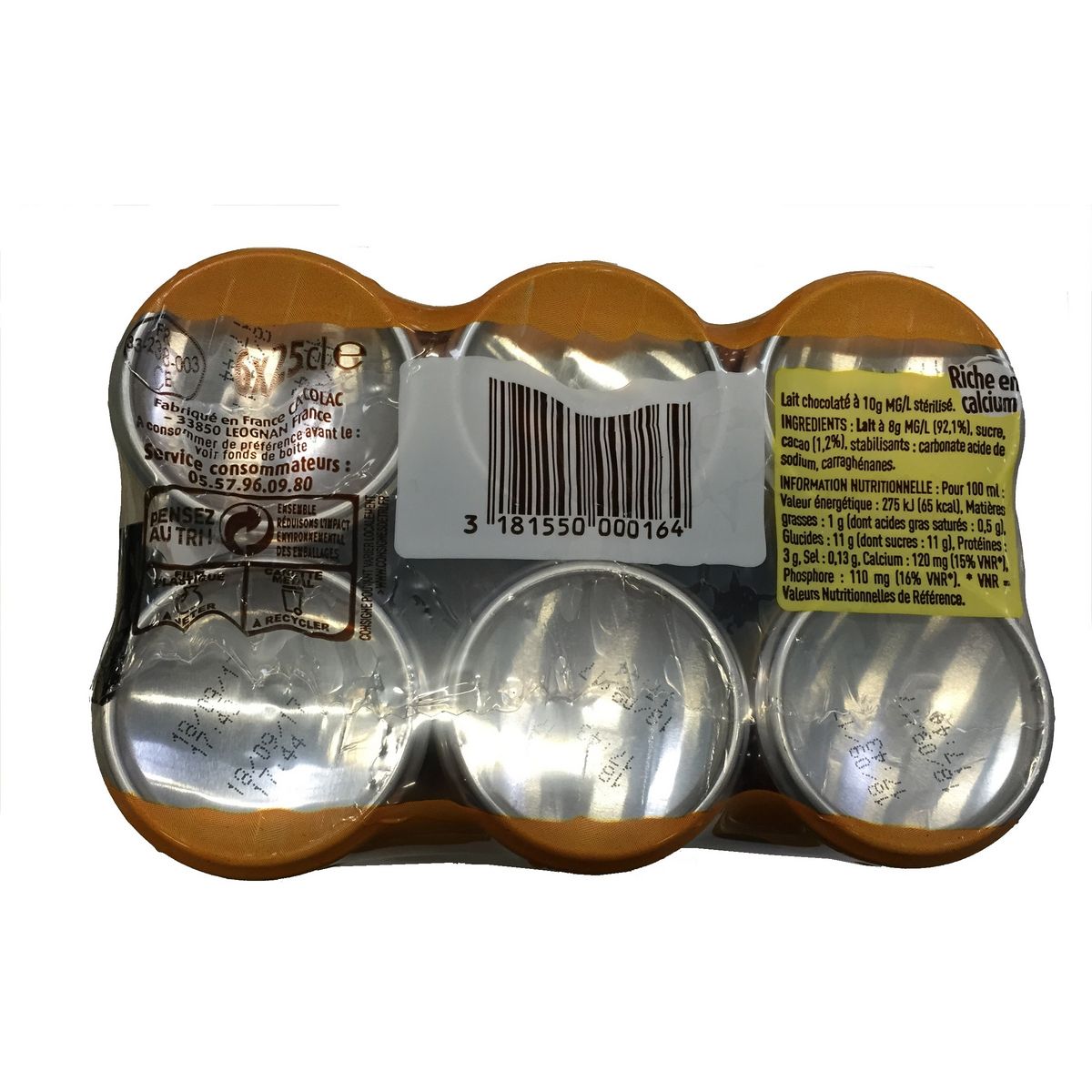 CACOLAC Boisson au lait et au cacao boîtes 6x25cl