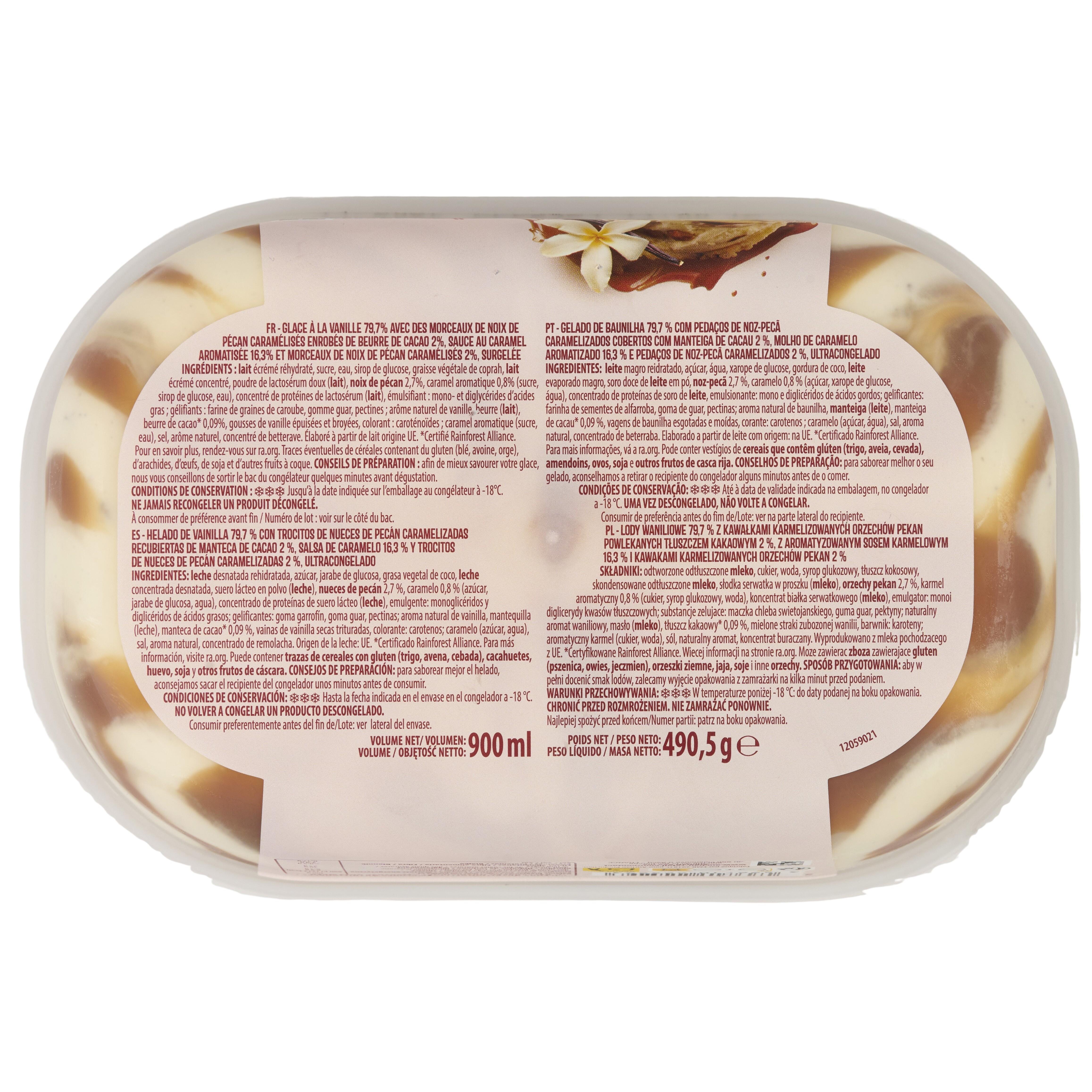Voir la diapositive 2 : AUCHAN Glace à la vanille et aux noix de pécan sauce caramel 490g