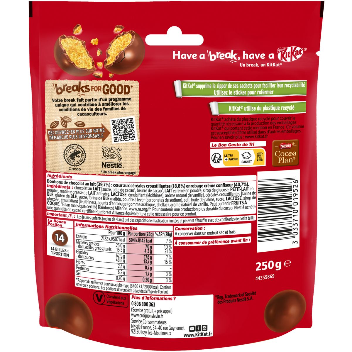 KITKAT Billes de chocolat au lait 250g