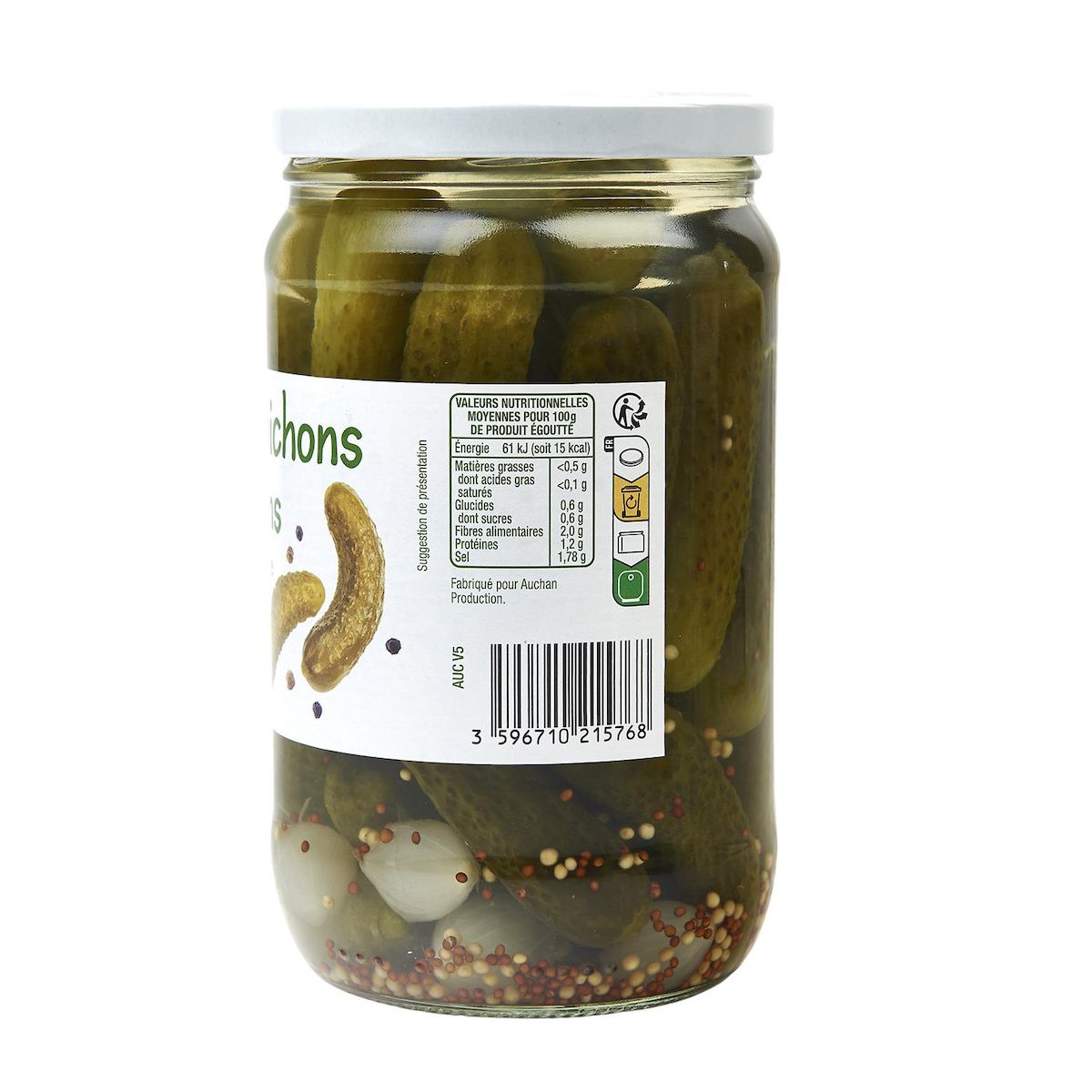 POUCE Cornichons mi-fins au vinaigre 360g