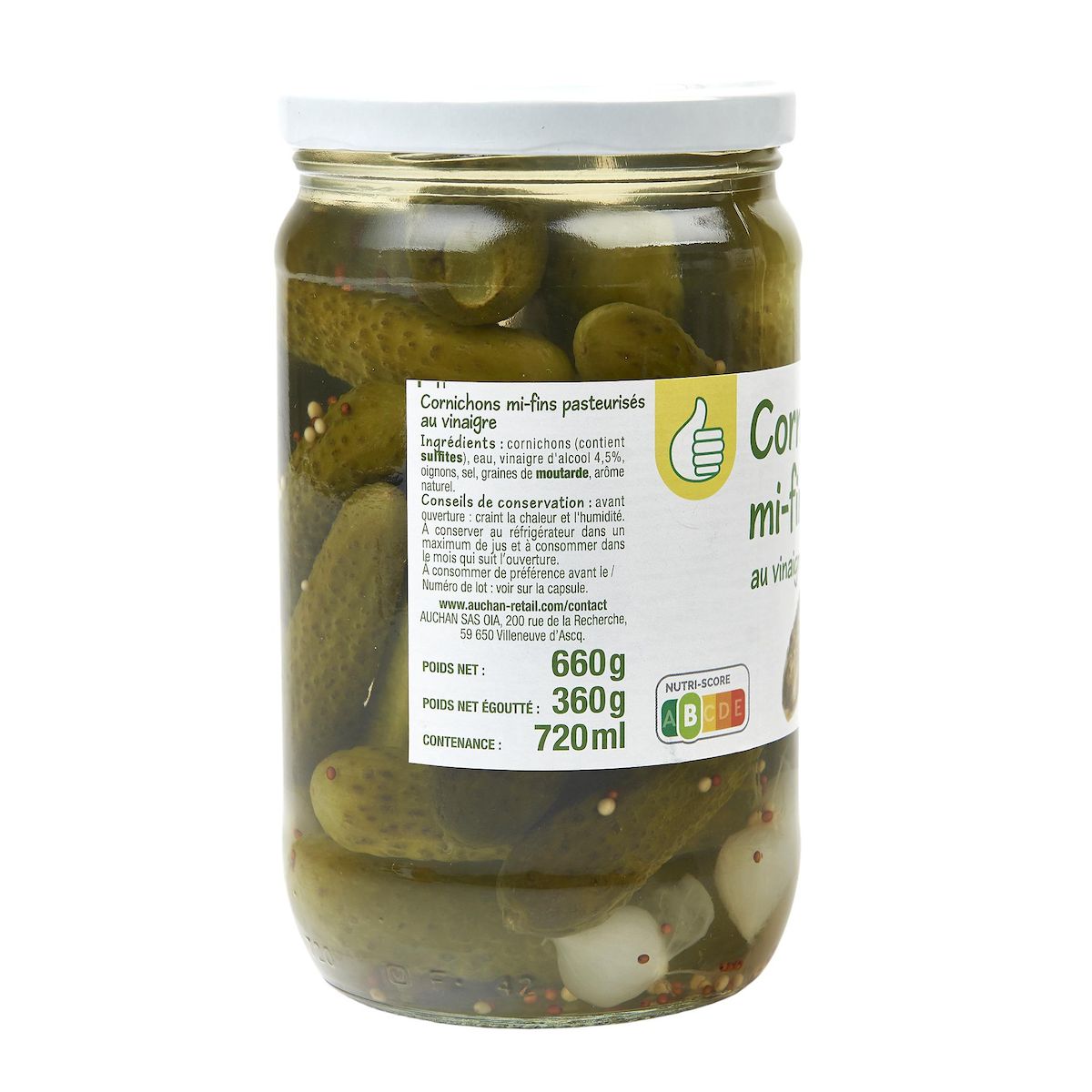POUCE Cornichons mi-fins au vinaigre 360g
