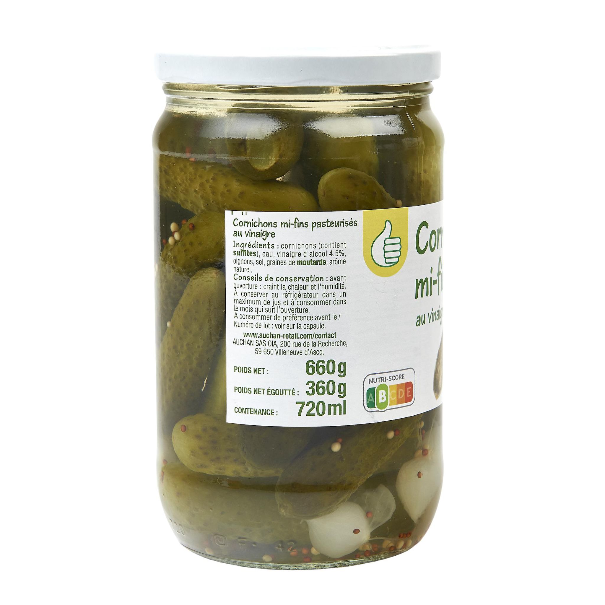 Voir la diapositive 5 : POUCE Cornichons mi-fins au vinaigre 360g