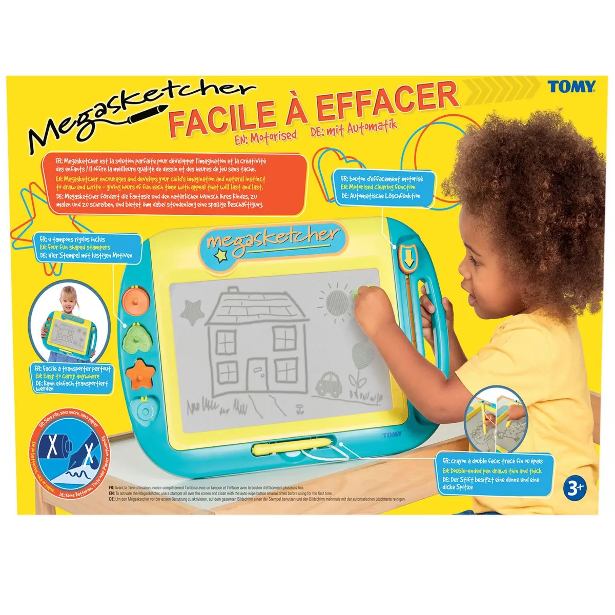 Grande Ardoise Magique Mega Sketcher Classic Bleu avec 4 tampons Grande Ardoise Magique Mega Sketcher Classic Bleu avec 4 tampons