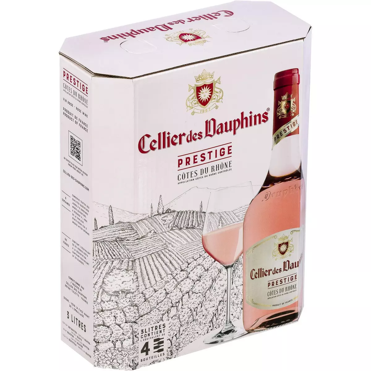 CELLIER DES DAUPHINS Cubi Bib AOP Côtes-du-Rhône prestige rosé 3l