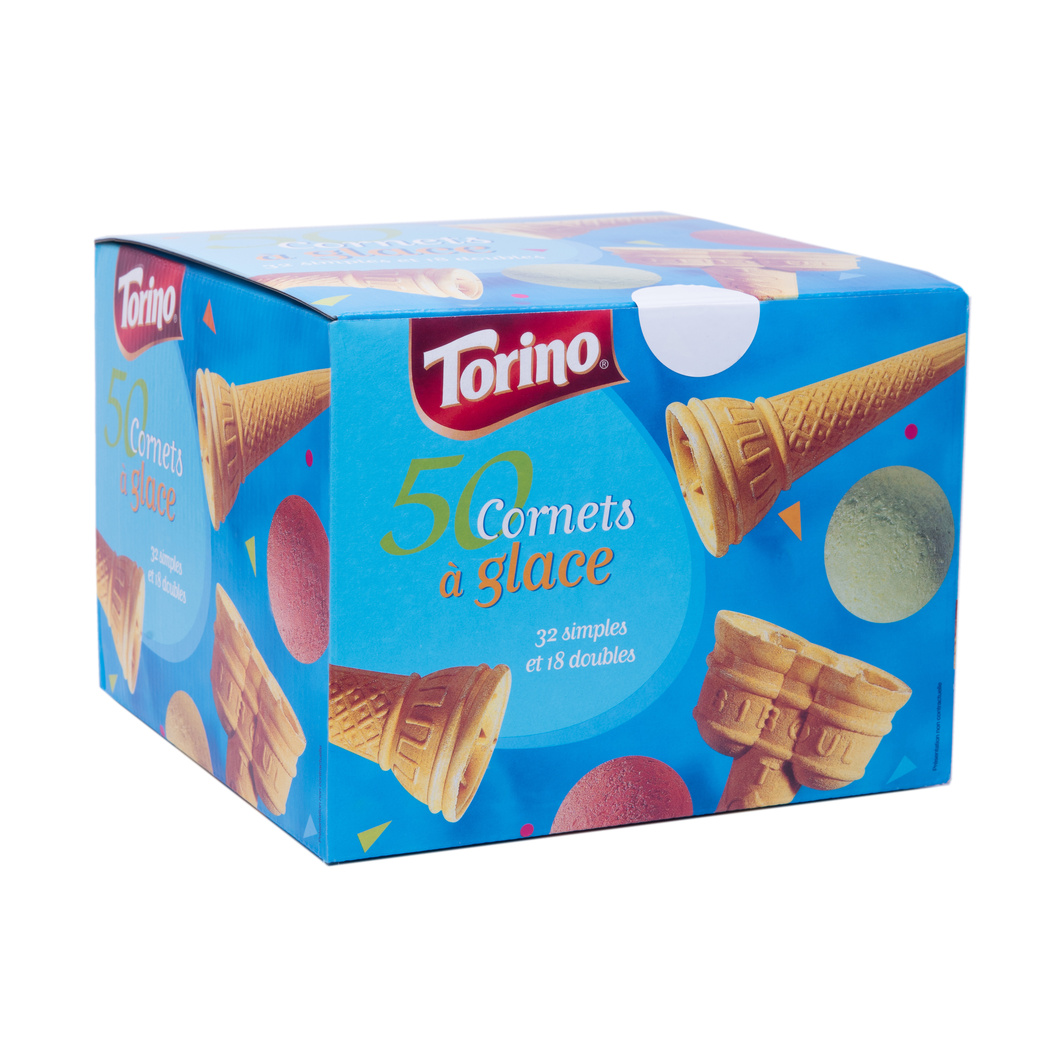 TORINO Cornets à glace 32 simples et 18 doubles 50 cornets 185g pas ...