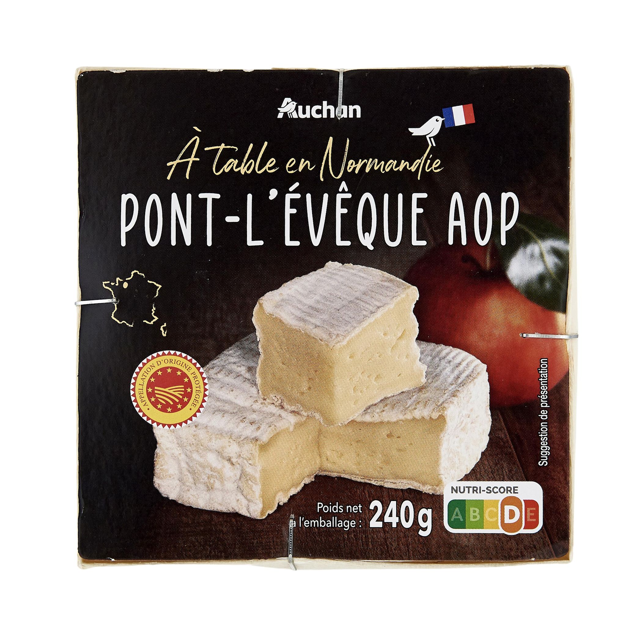 Voir la diapositive 2 : AUCHAN TERROIR Petit Pont-l'Evêque AOP 240g