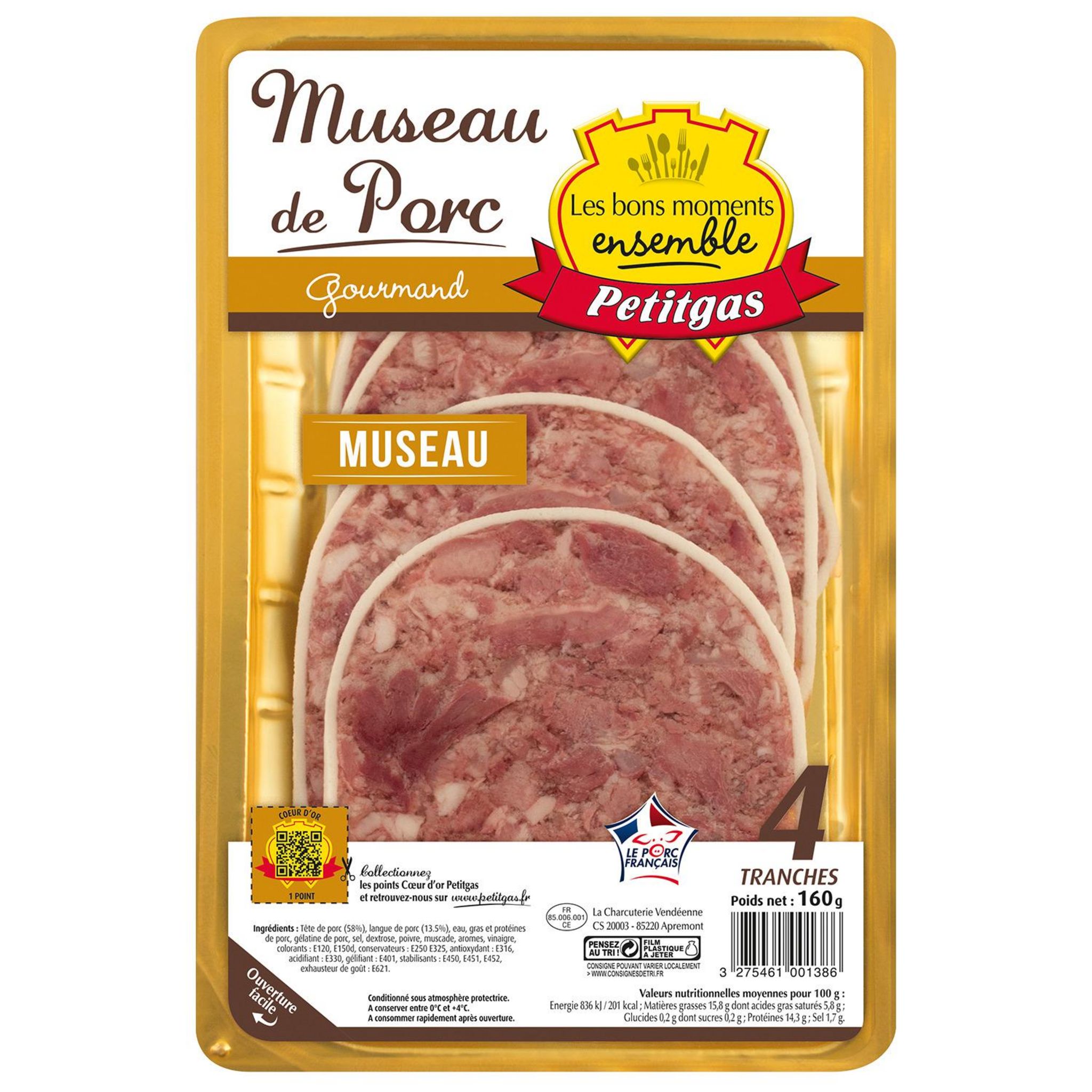 PETITGAS Museau de porc 4 tranches 160g