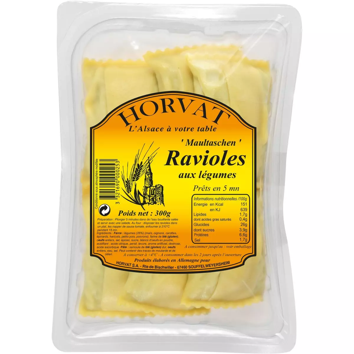 HORVAT Ravioles aux légumes 2-3 portions 300g