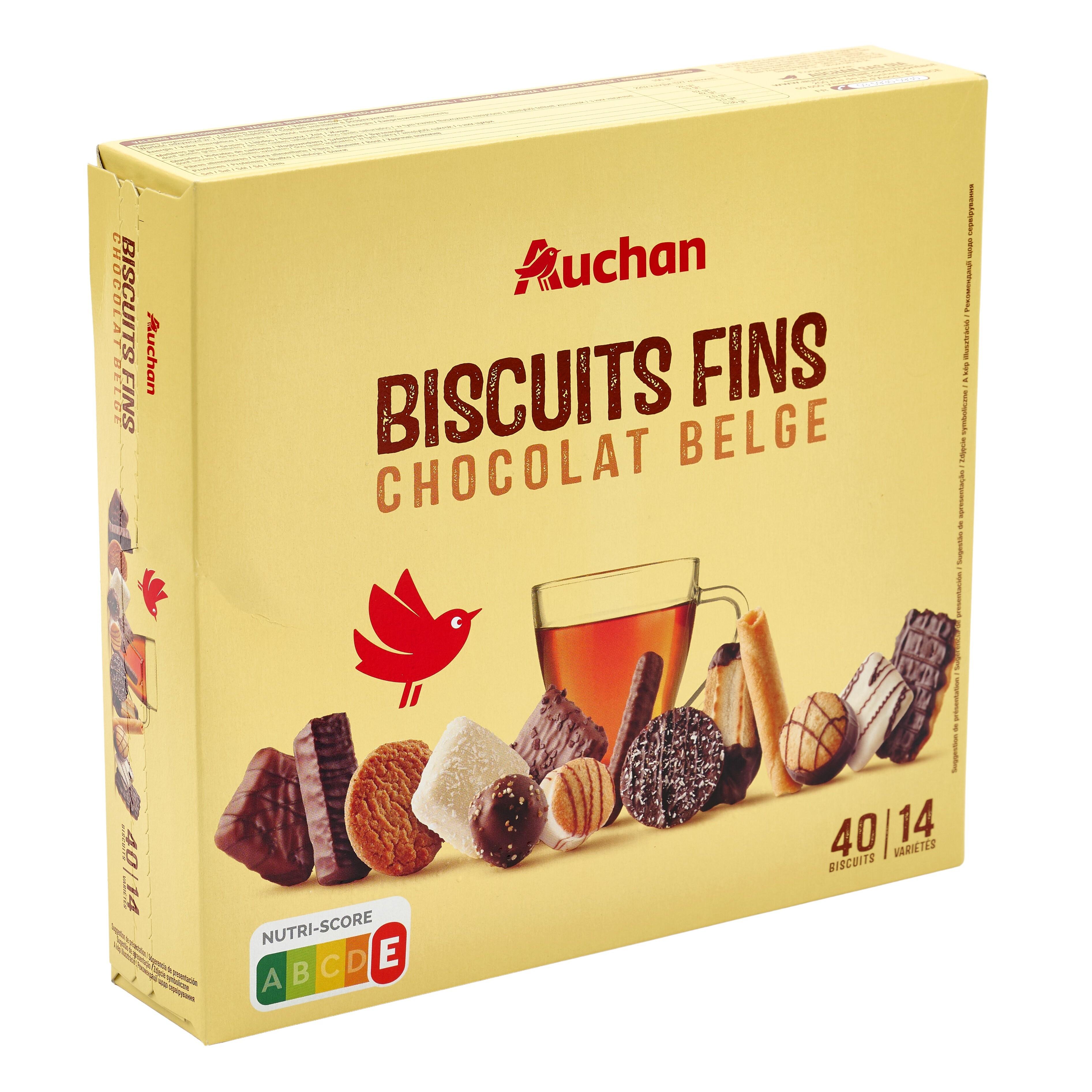Voir la diapositive 3 : AUCHAN Assortiment de biscuits fins au chocolat belge 40 biscuits 375g