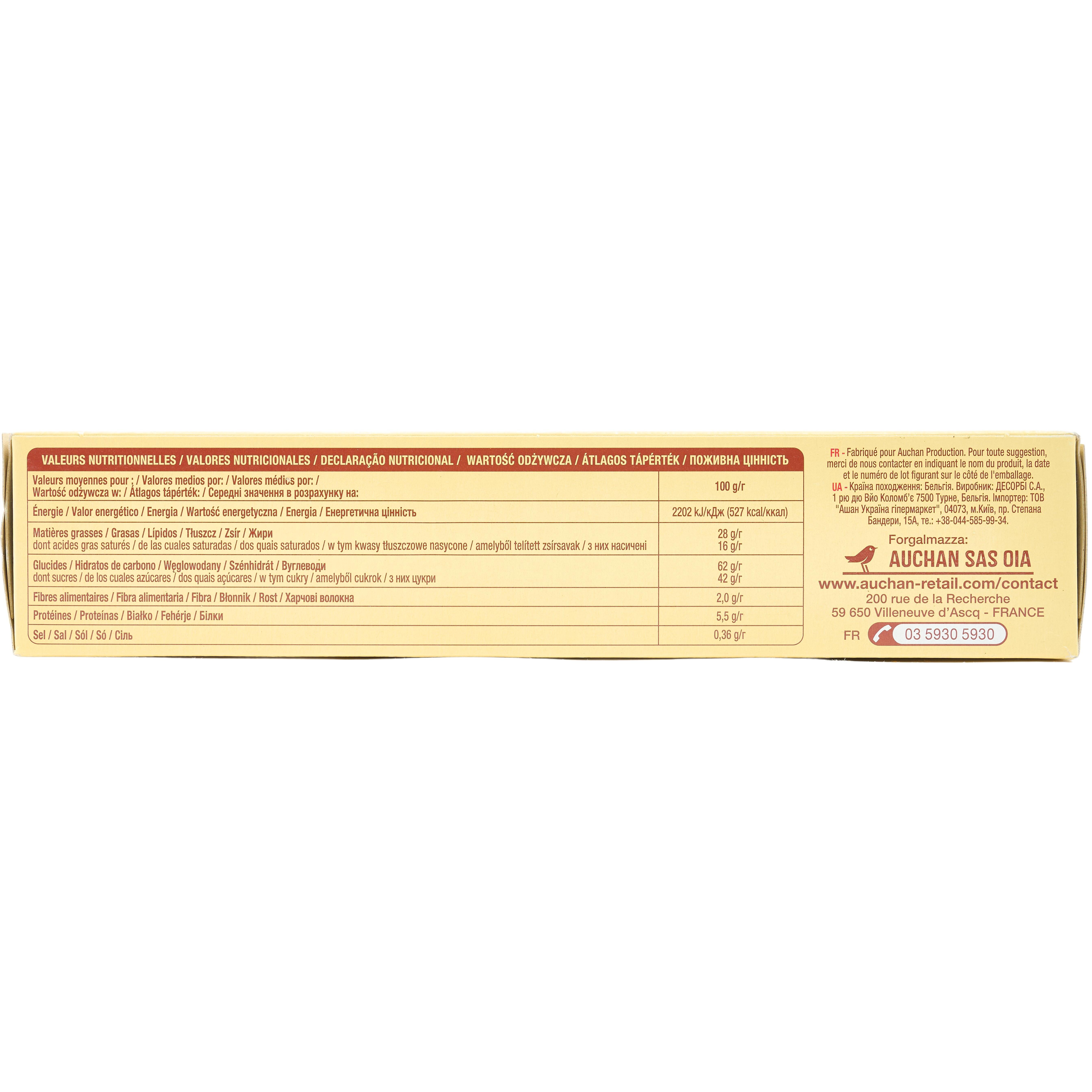 Voir la diapositive 5 : AUCHAN Assortiment de biscuits fins au chocolat belge 40 biscuits 375g