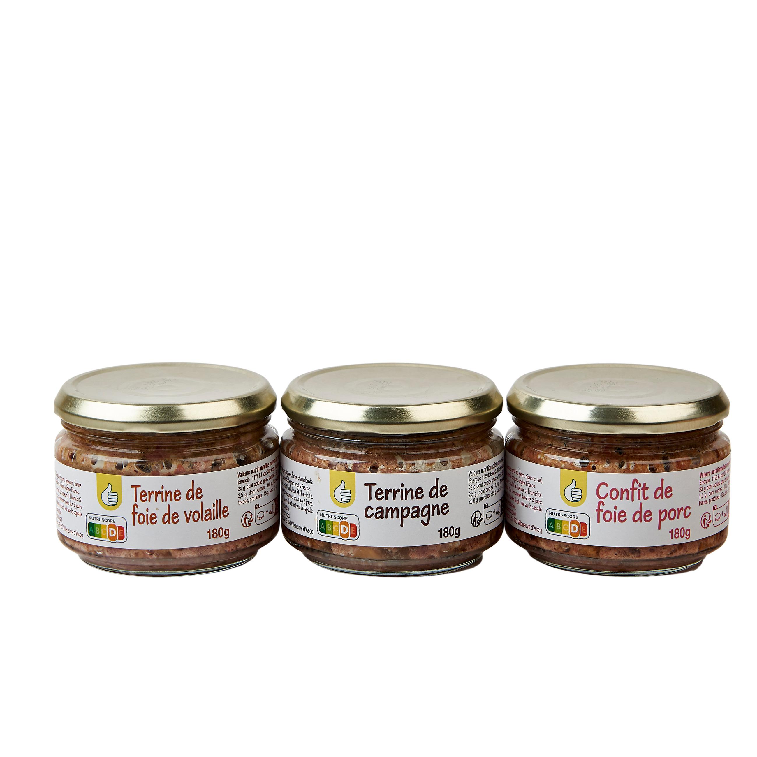 Voir la diapositive 2 : POUCE Pack terrines et confit 3x180g 540g