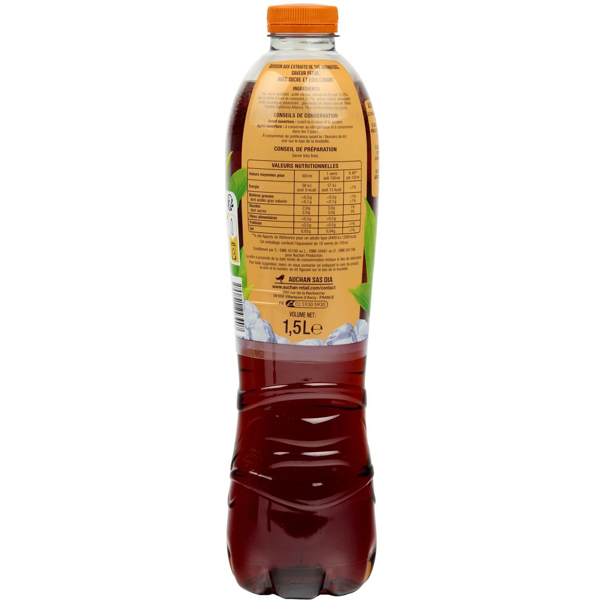 AUCHAN Thé glacé à la pêche 1,5l