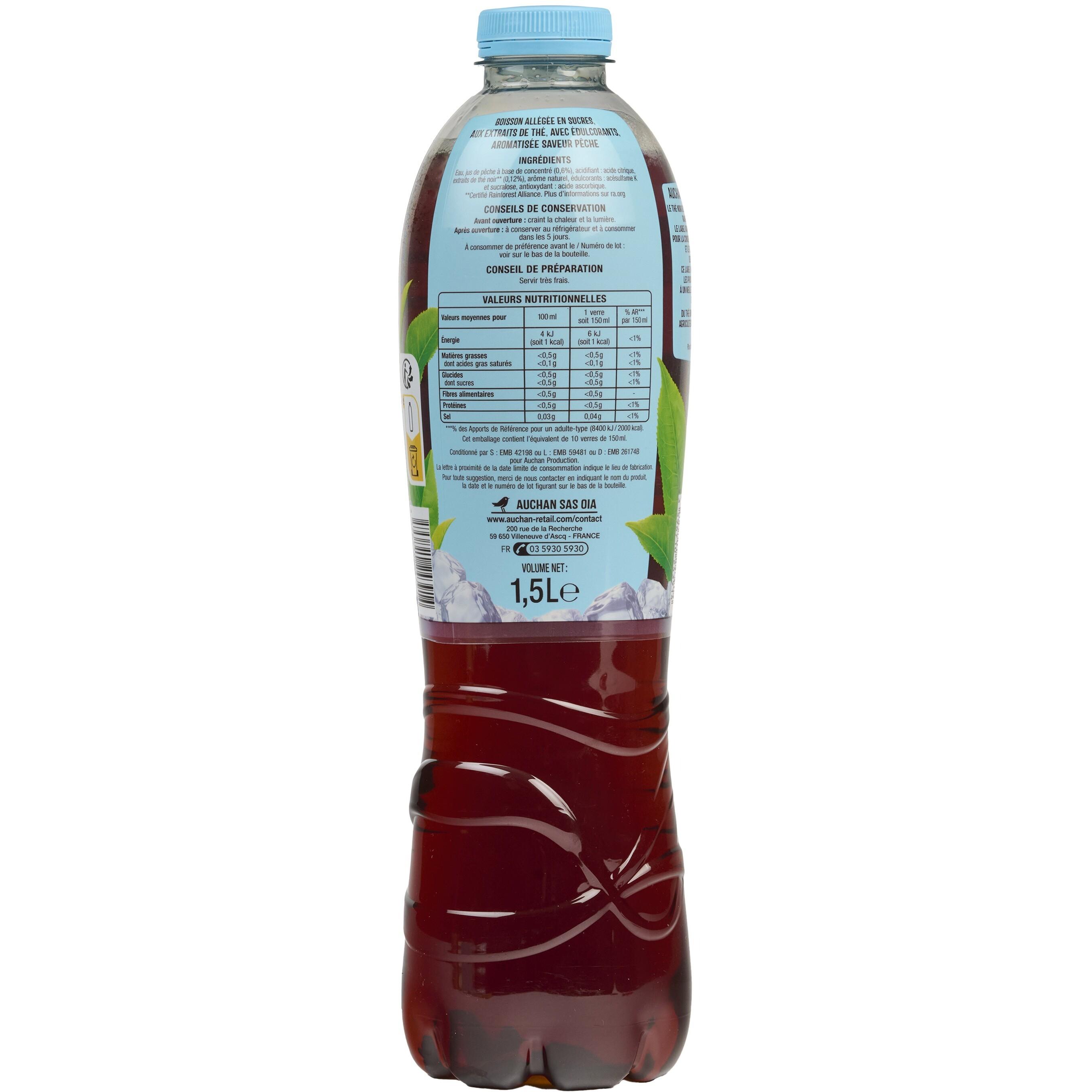Voir la diapositive 2 : AUCHAN Thé glacé à la pêche light 1,5l