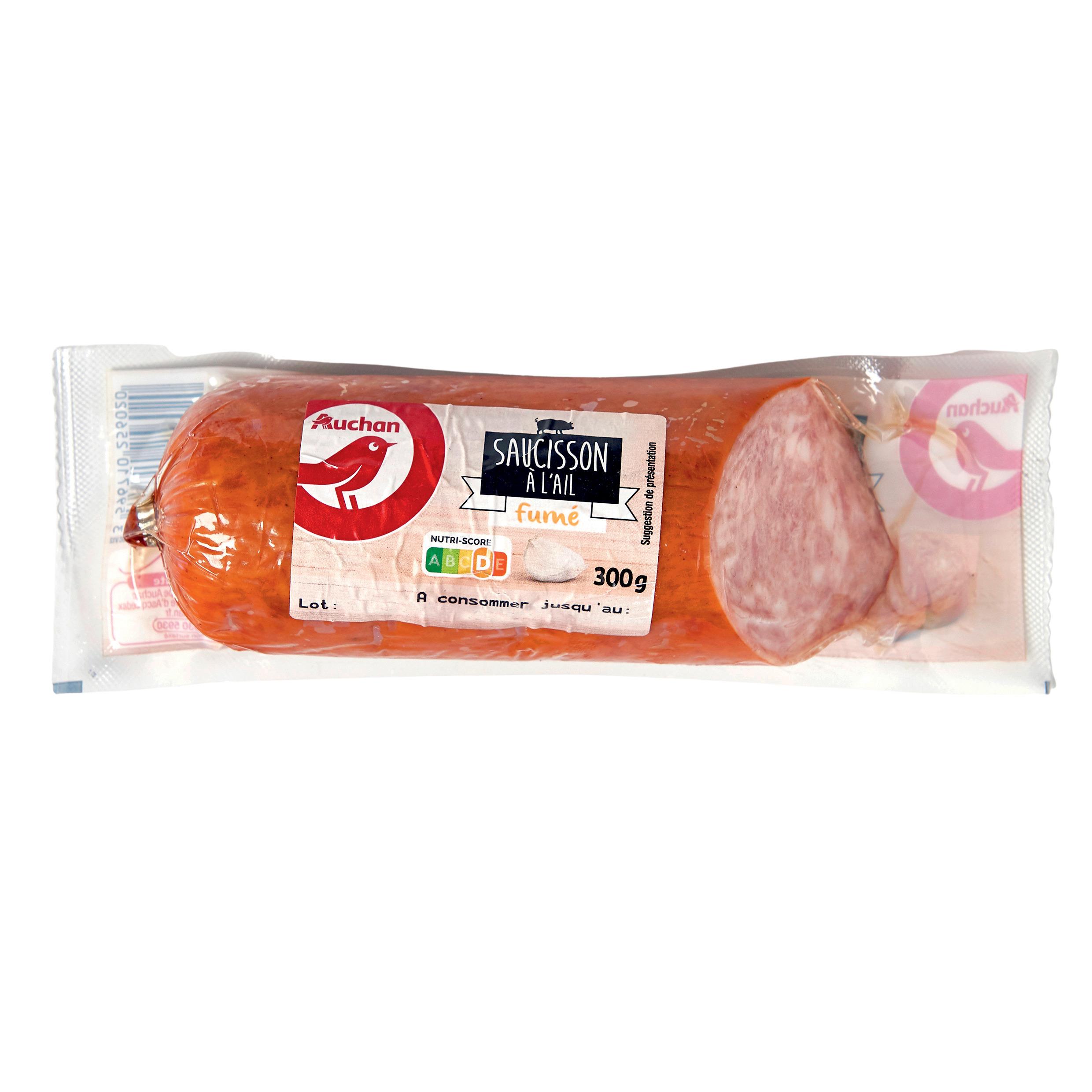 Voir la diapositive 2 : AUCHAN Saucisson à l'ail fumé 300g
