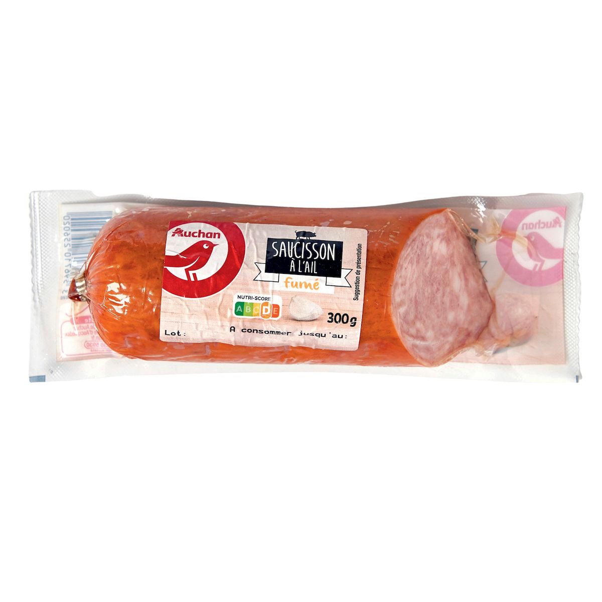 AUCHAN Saucisson à l'ail fumé 300g
