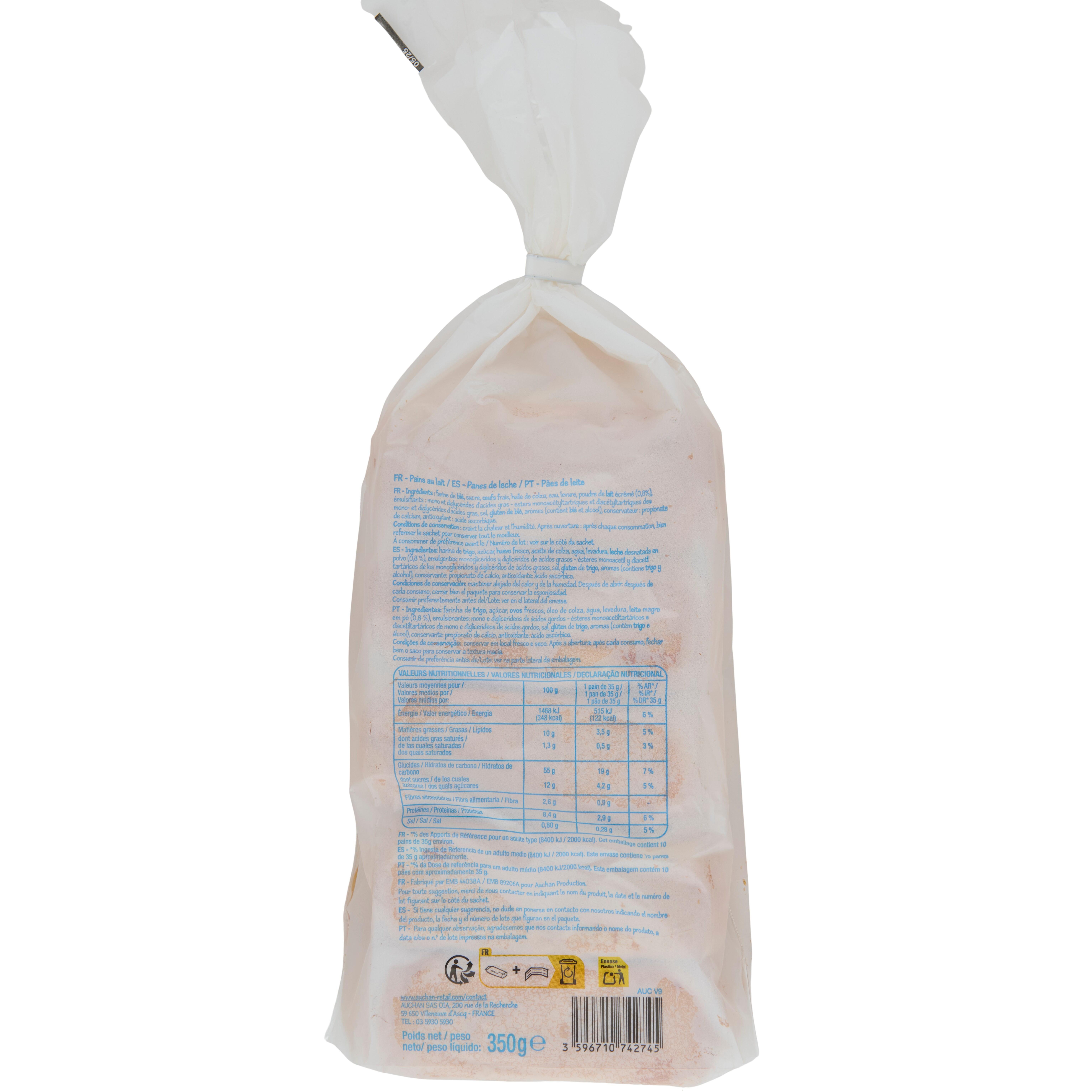 Voir la diapositive 2 : POUCE Pains au lait 10 pièces 350g
