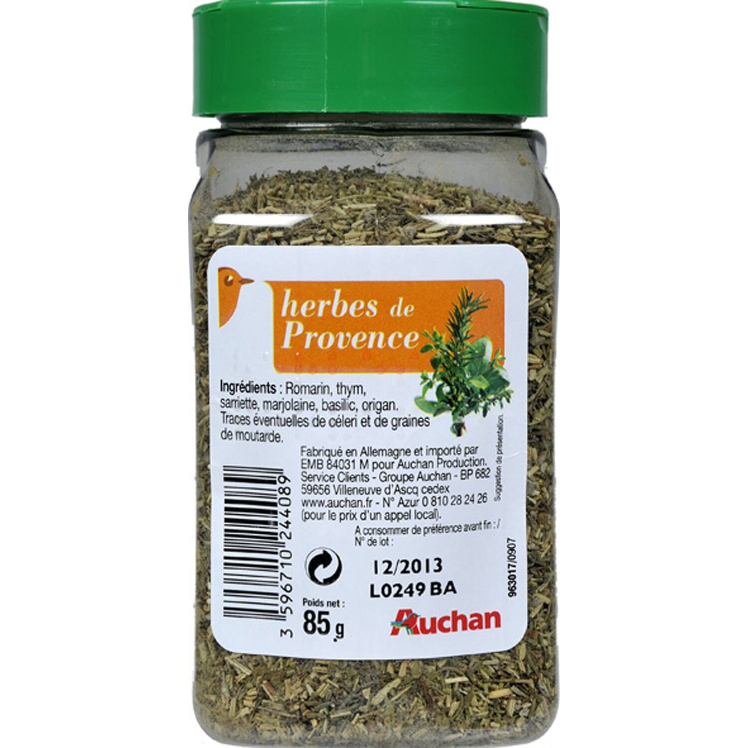 Voir la diapositive 2 : AUCHAN Herbes de Provence 85g