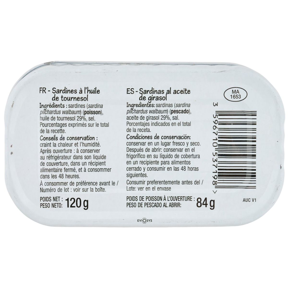 POUCE Sardines à l'huile de tournesol 84g