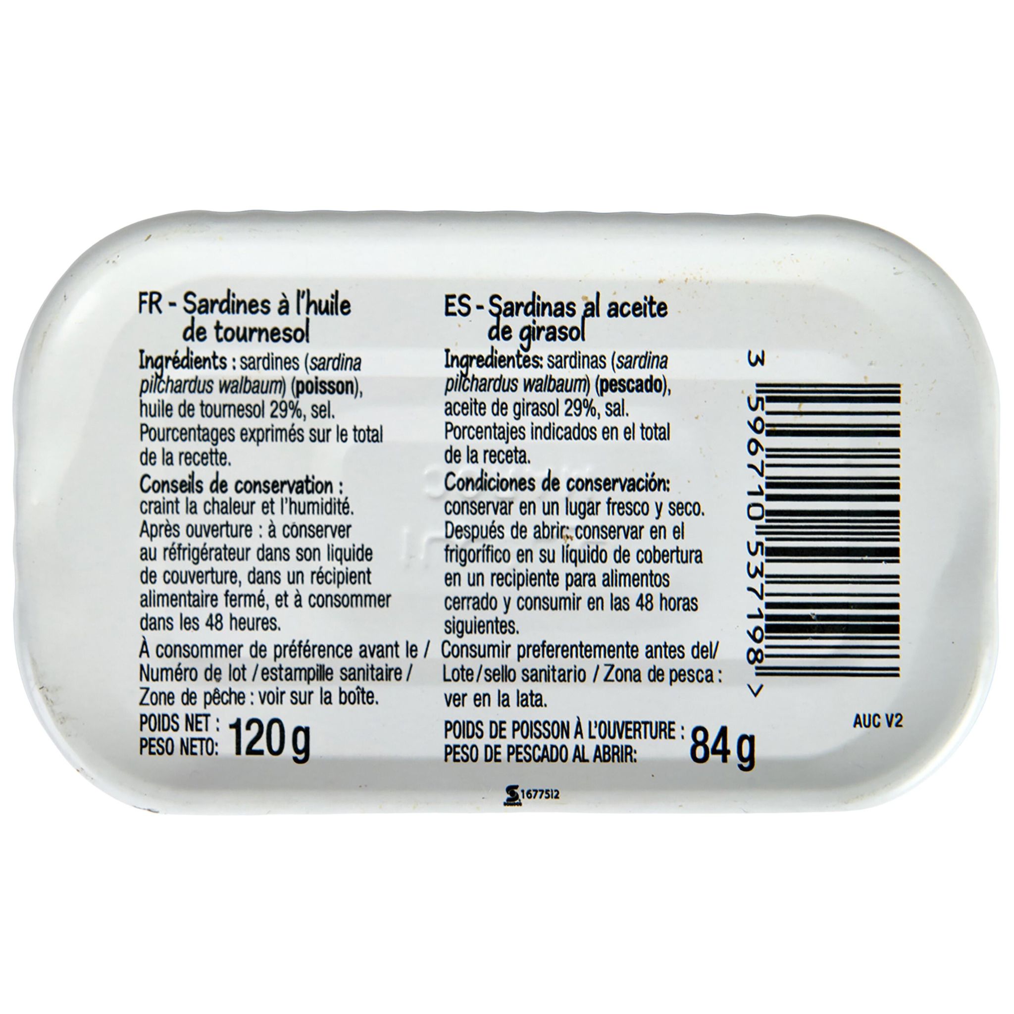 Voir la diapositive 3 : POUCE Sardines à l'huile de tournesol 84g